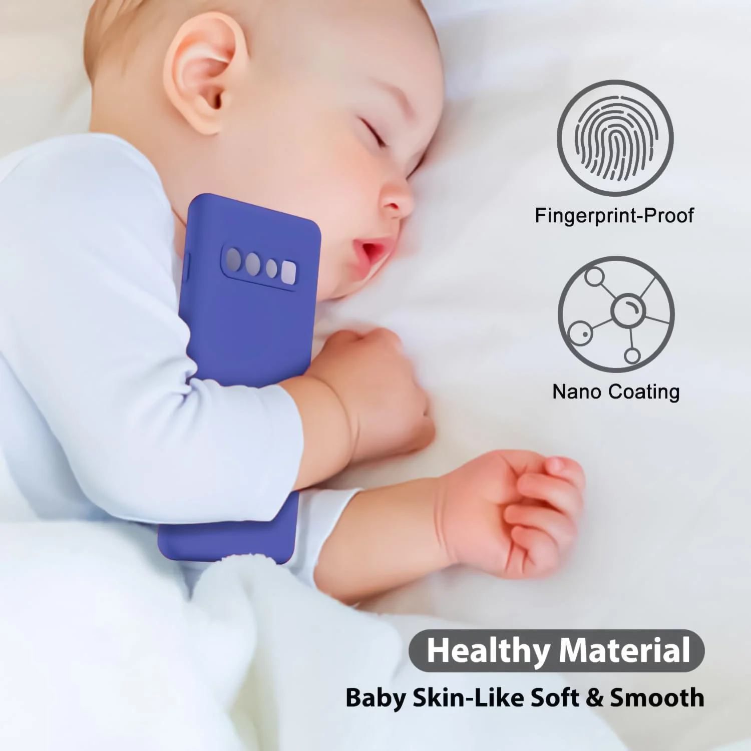 DL3 Mobilak Liquid Silicone Protective Case with Soft Microfiber Lining with Full Camera Protection for Samsung Galaxy S10+ Plus - Light Blue