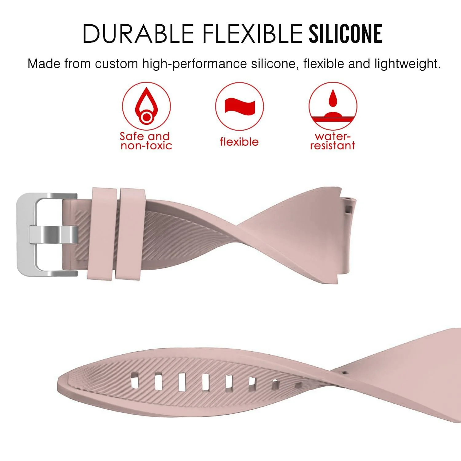DL3 Mobilak Silicone Sport Band 22MM Xiaomi Redmi Watch 5 Active/5 Lite/Samsung Galaxy Watch 46mm/Watch 3 45mm/Gear S3/Huawei watch (GT6 GT5 GT4 GT3 GT2 GT 46MM)/GT2E/GT5 Pro/GT 6 Pro/Amazfit GTR 3/4 - Pink Sand