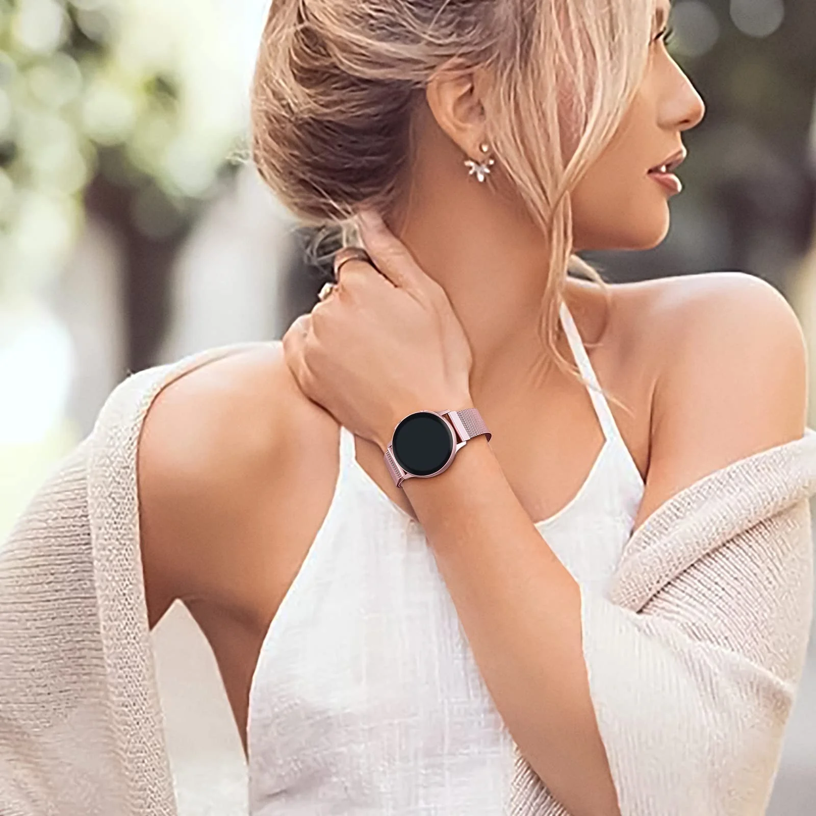 DL3 Mobilak Band stainless steel Magnetic 22MM Strap For Samsung Galaxy Watch 3 45mm/Watch 46mm/Gear S3/Huawei watch GT4 GT3 46MM/Watch 3&4/3&4 Pro/GT2E/GT2 Pro/GT GT2 46MM/Amazfit GTR 2/2e/3/4/3 Pro - Pink