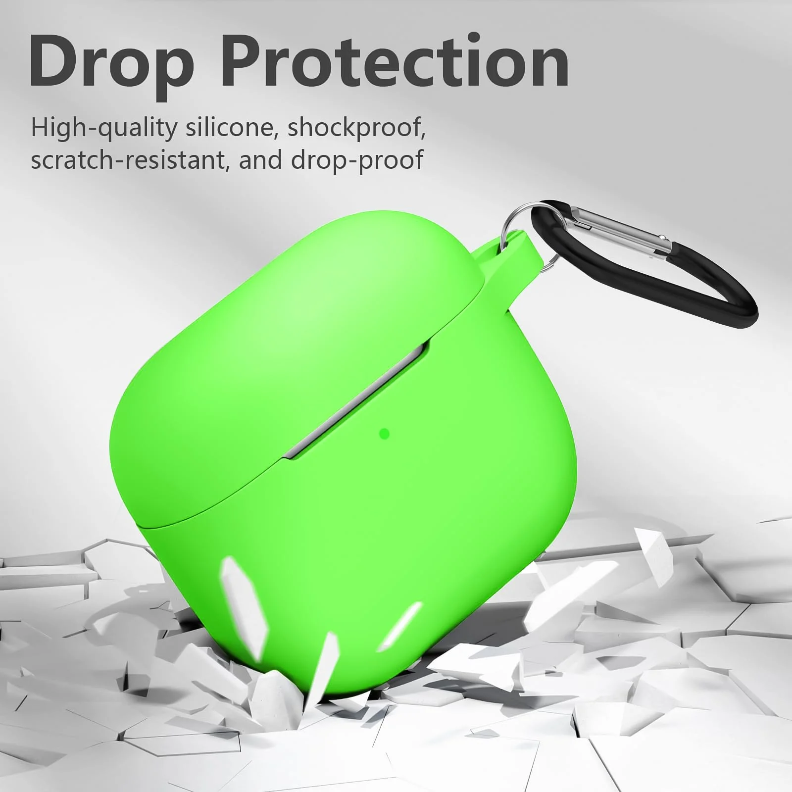 DL3 Mobilak AirPods 3 Case Cover, Silicone Protective Accessories Skin with Keychain Compatible with Apple AirPod 3rd Generation 2021 for Women Girl, Front LED Visible - Neon Green