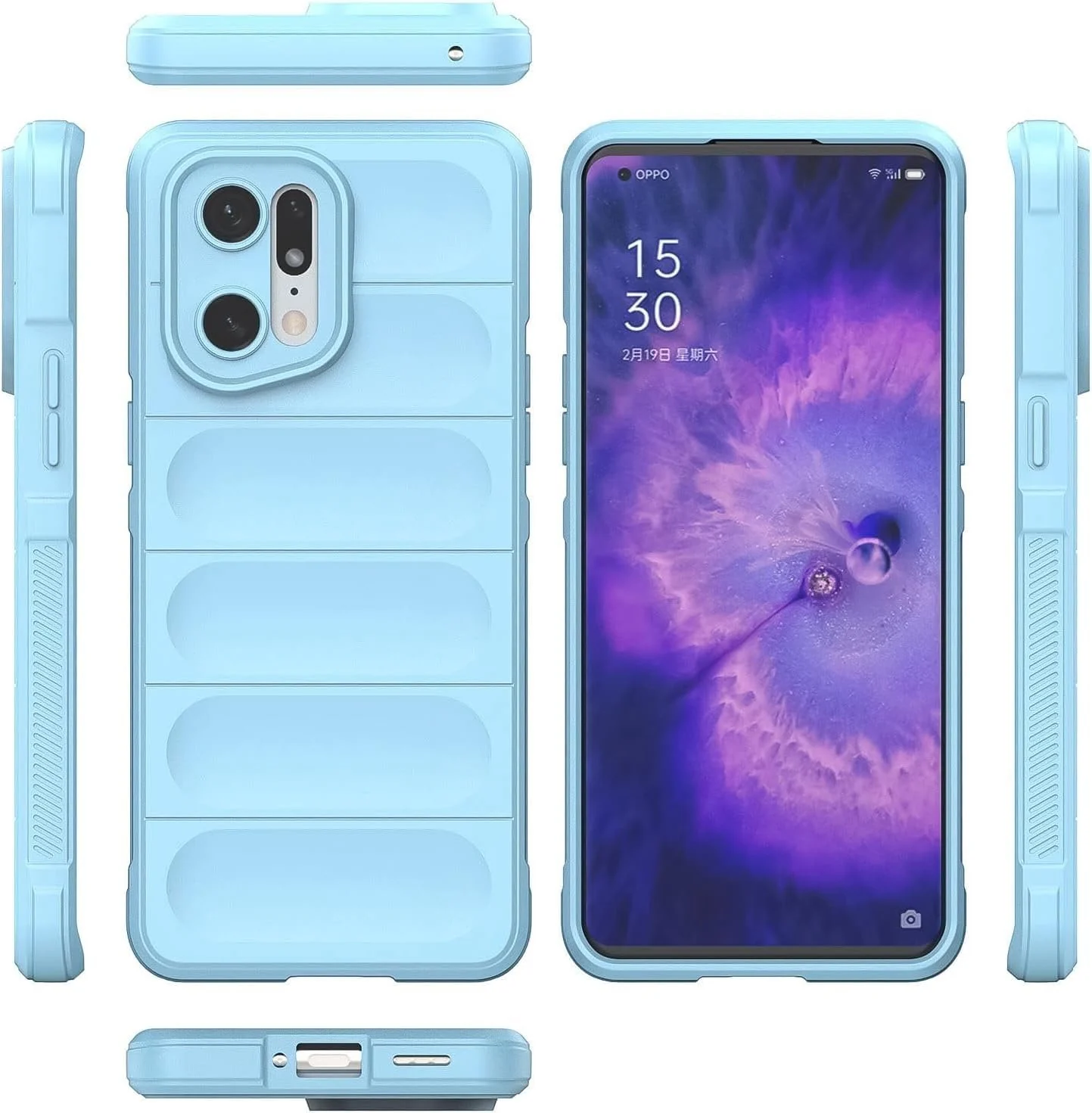 DL3 Mobilak Soft Silicone Protective Case for OPPO Find X5 with Camera Protection and Shockproof Design - Baby Blue