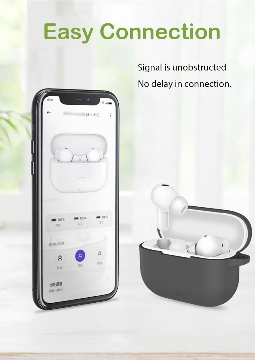 DL3 Mobilak Silicone Case Compatible with HUAWEI FreeBuds SE 4 ANC Earbuds, Soft Silicone Protective Case Cover, Shockproof Sleeve with Carabiner - Black