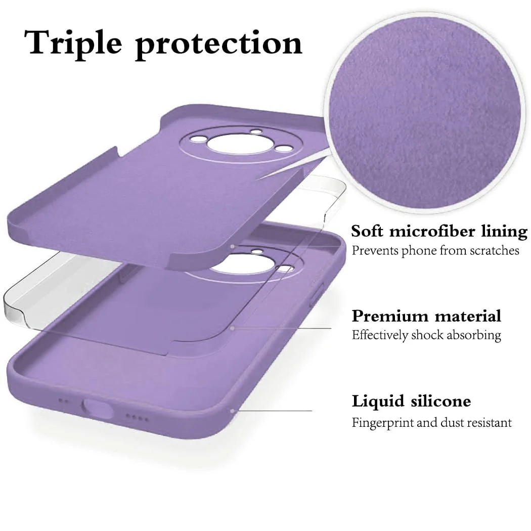 DL3 Mobilak Liquid Silicone Protective Case for realme 11 Pro / realme 11 Pro+ Plus 5G with Microfiber Lining and Shockproof Design - Light Purple