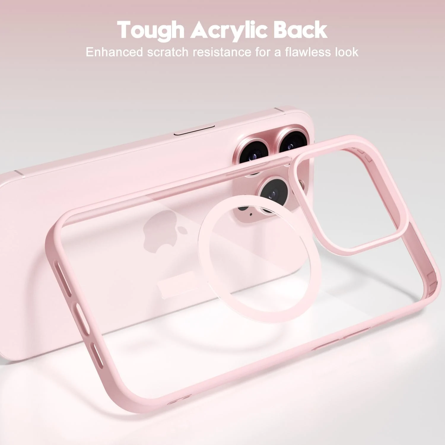 DL3 Mobilak Magnetic Case for iPhone 16 Pro Max 6.9-Inch Compatible with MagSafe, Shockproof Phone Bumper Cover, Solid Color Matte TPU Frame, Anti-Scratch Clear Back - Pink