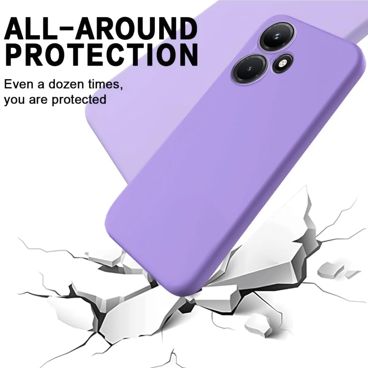 DL3 Mobilak Liquid Silicone Protective Case with Soft Microfiber Lining with Full Camera Protection for Infinix Hot 30i - Light Purple