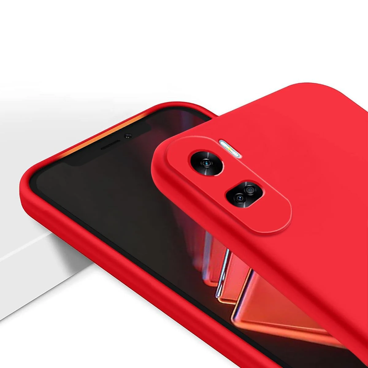 DL3 Mobilak Silicone Protective Case for Honor 90 Lite, Shock-absorbing protection, Scratch-resistant surface, Soft microfiber lining - Red