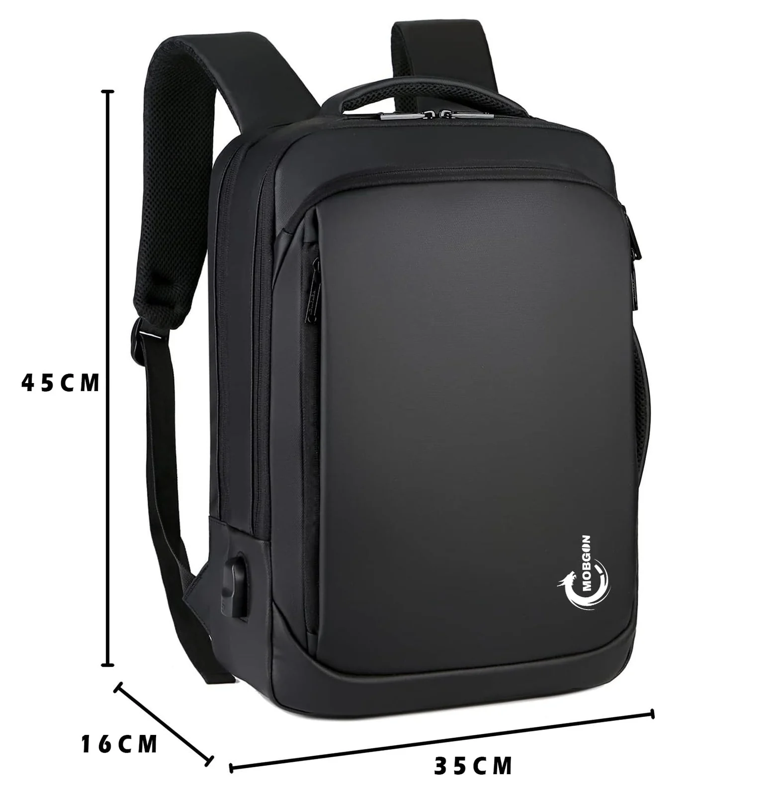Mobigon Laptop Backpack 15.6 Inch, Business Slim Sturdy Laptops Backpack with USB Charging Port, Water Resistant Travel Backpack Computer Bag Gifts for Men & Women Fits, Surface, Notebook - Black