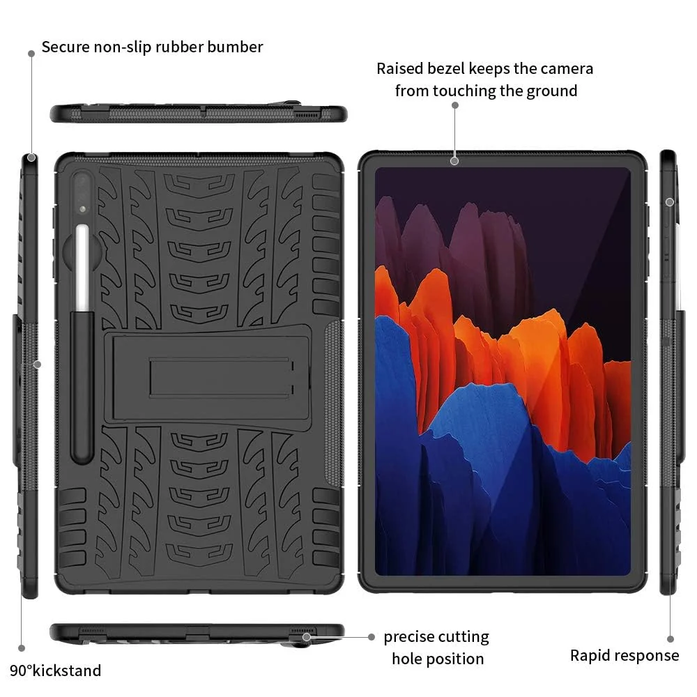 DL3 Mobilak Case For Samsung Galaxy Tab S8/Tab S7 11 Inch (Model SM-X700/X706/T870/T875/T878) tablet, Hybrid Rugged Armor Heavy Duty 2 in 1 TPU + PC Combo Dual Layer Case with Kickstand - Black