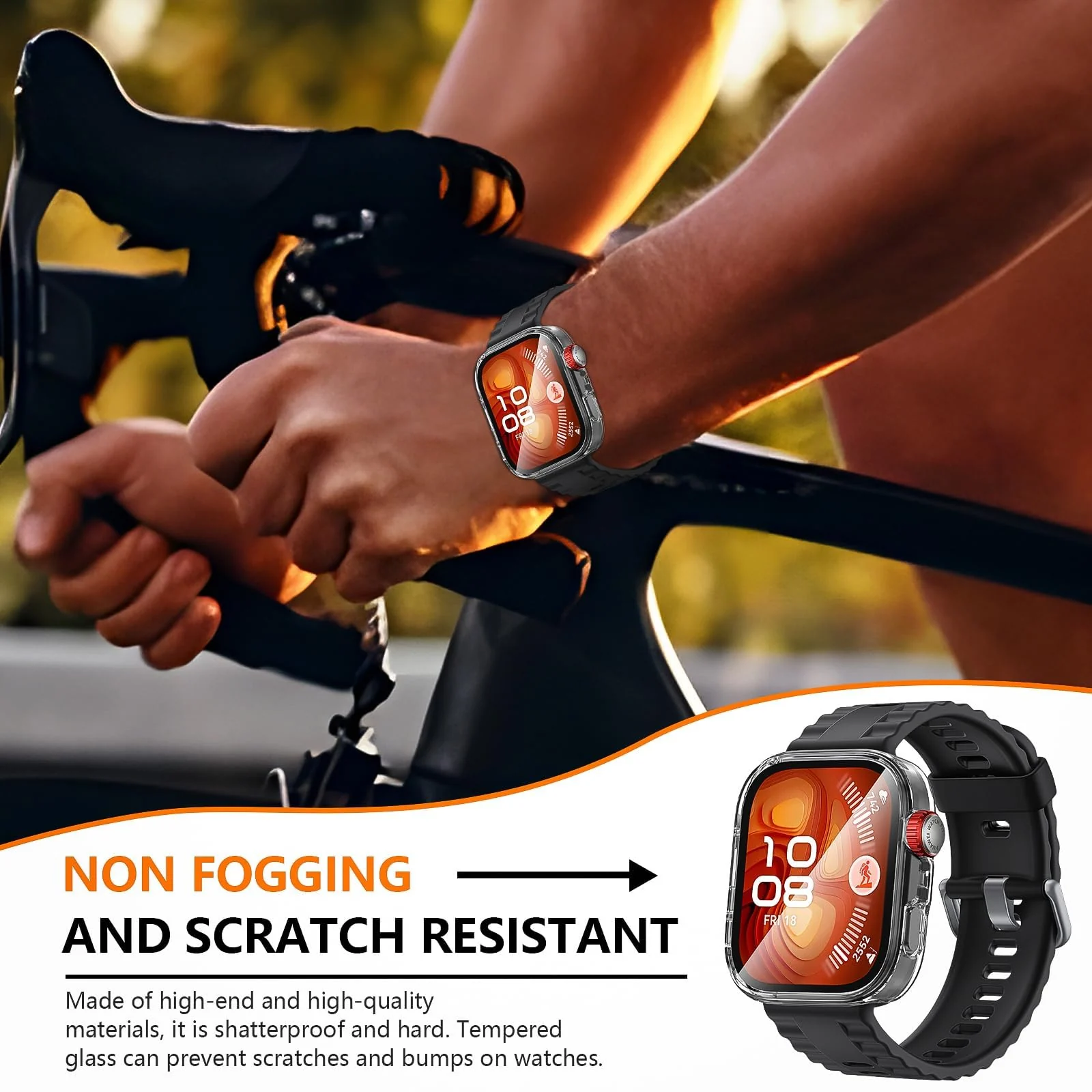 DL3 Mobilak Case Compatible with Huawei Watch Fit 4 Pro, Full Coverage Slim Hard Case Protective Bumper Built-in Tempered Glass Screen Protector Shell for Huawei Watch Fit 4 Pro - Clear