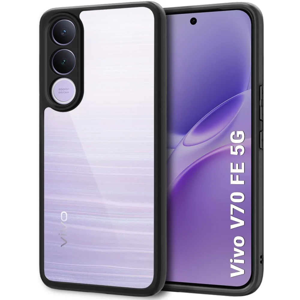 DL3 Mobilak Clear PC and TPU Protective Case for vivo V70 FE with Camera Protection and Military-Grade Protection - Black
