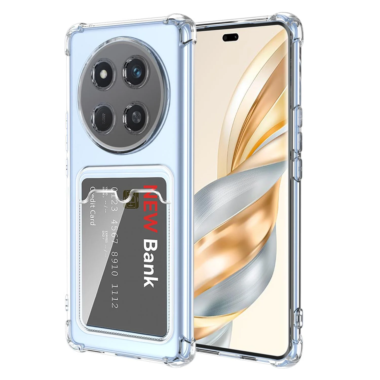 DL3 Mobilak Clear TPU Wallet Case with Card Slot and Camera Protection for Honor X9C - Transparent