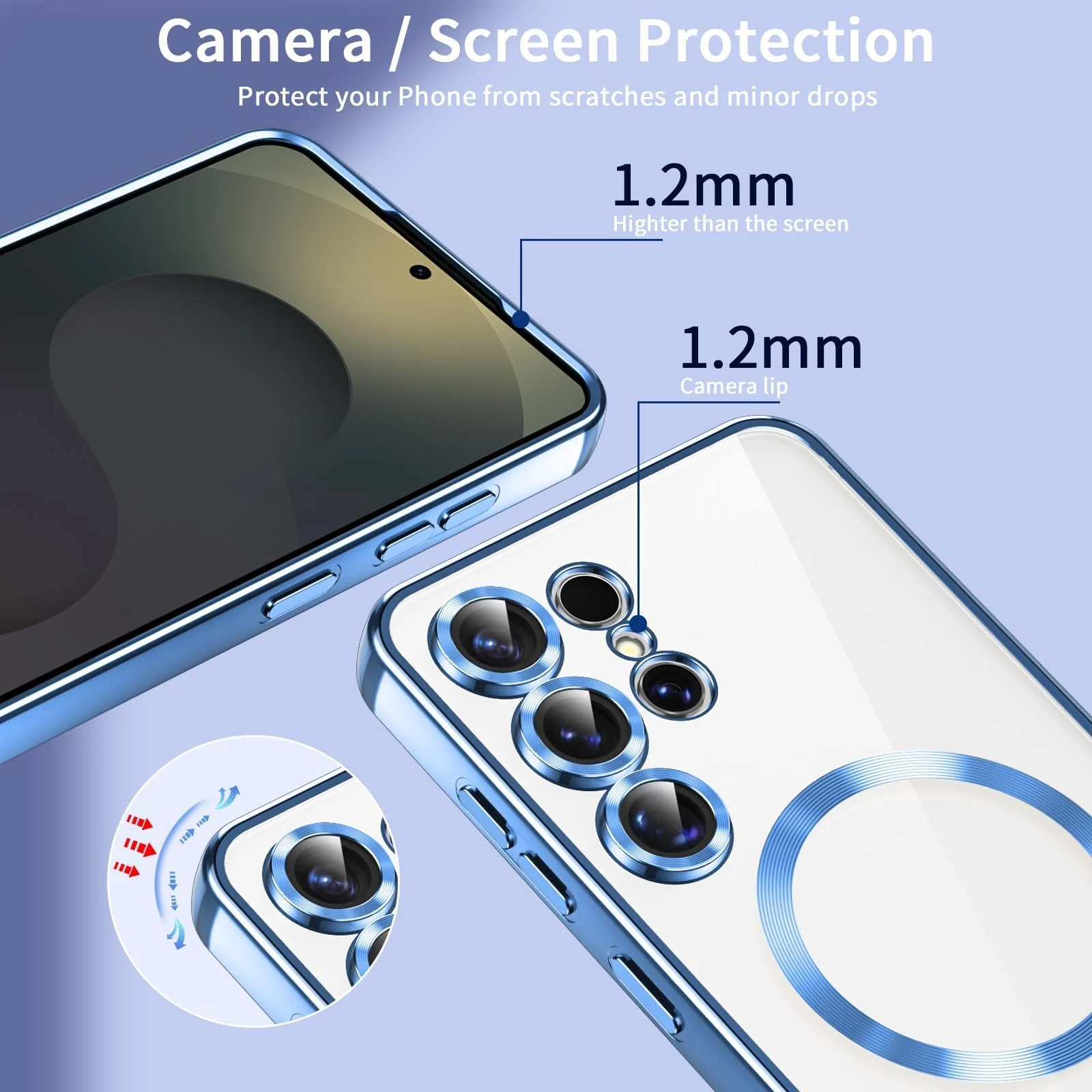 DL3 Mobilak Clear MagSafe-Compatible Magnetic Case for Samsung Galaxy S25 Ultra with Camera Protection and Magnetic Car-Mount Support - Sierra Blue