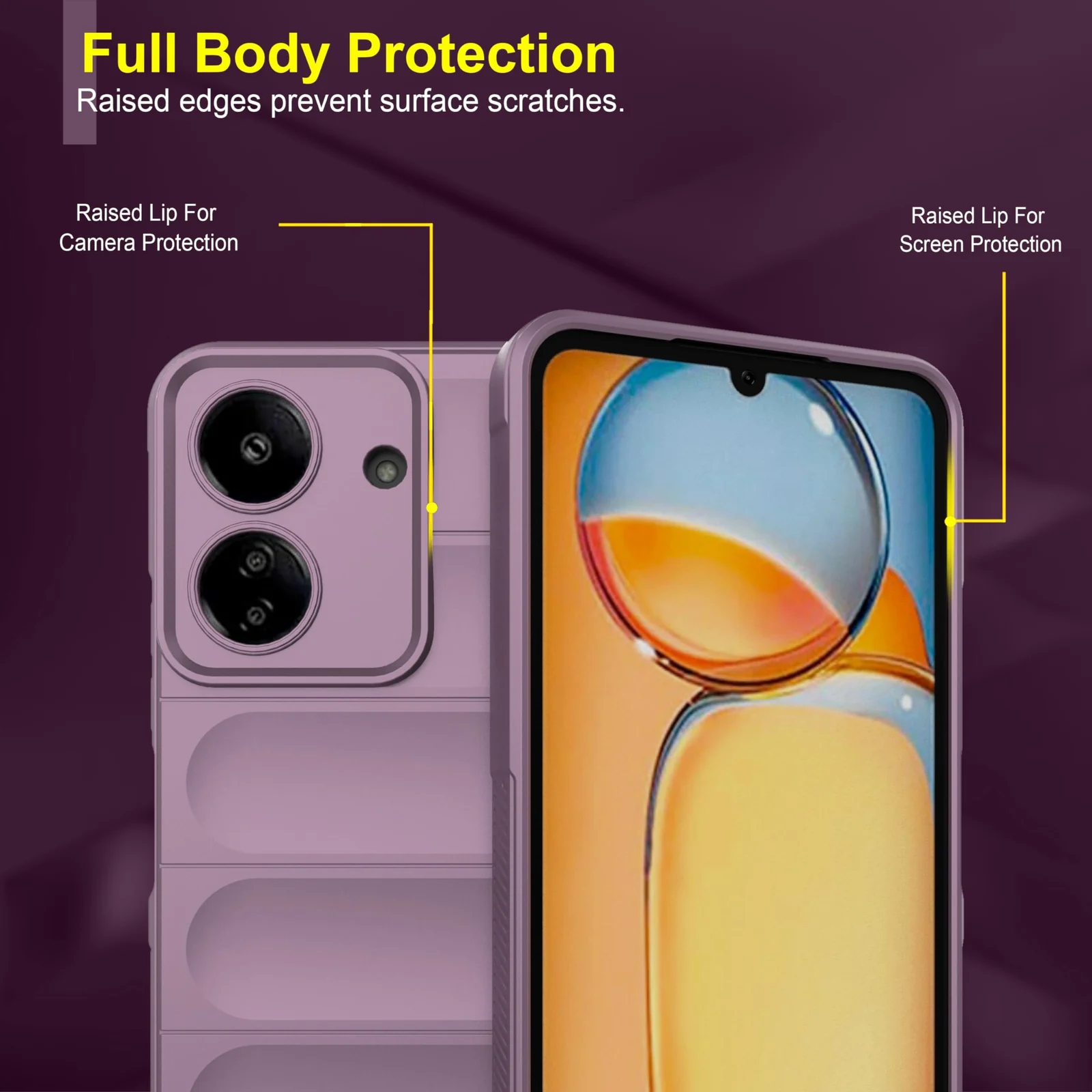 DL3 Mobilak Soft Silicone Protective Case for Xiaomi Redmi 13C 4G with Camera Protection and Shockproof Design - Purple