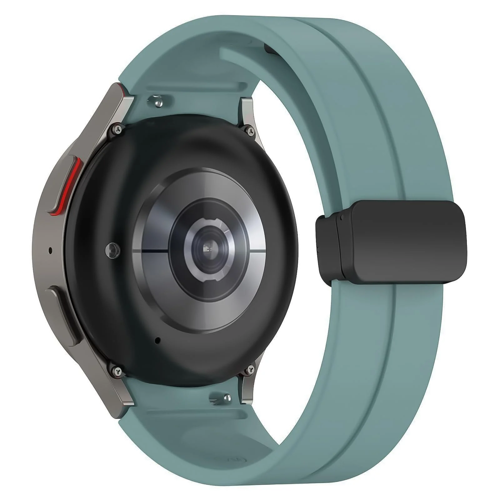 DL3 MOBILAK Magnetic Band for Samsung Galaxy Watch 6 Classic 47mm 43mm/5 Pro 45mm/Watch 7 FE 6 5 4 44mm 40mm/4 Classic 46mm 42mm,Silicone Strap for Samsung Watch 5 Pro 45mm,No Gap Buckle - A.Pine Green