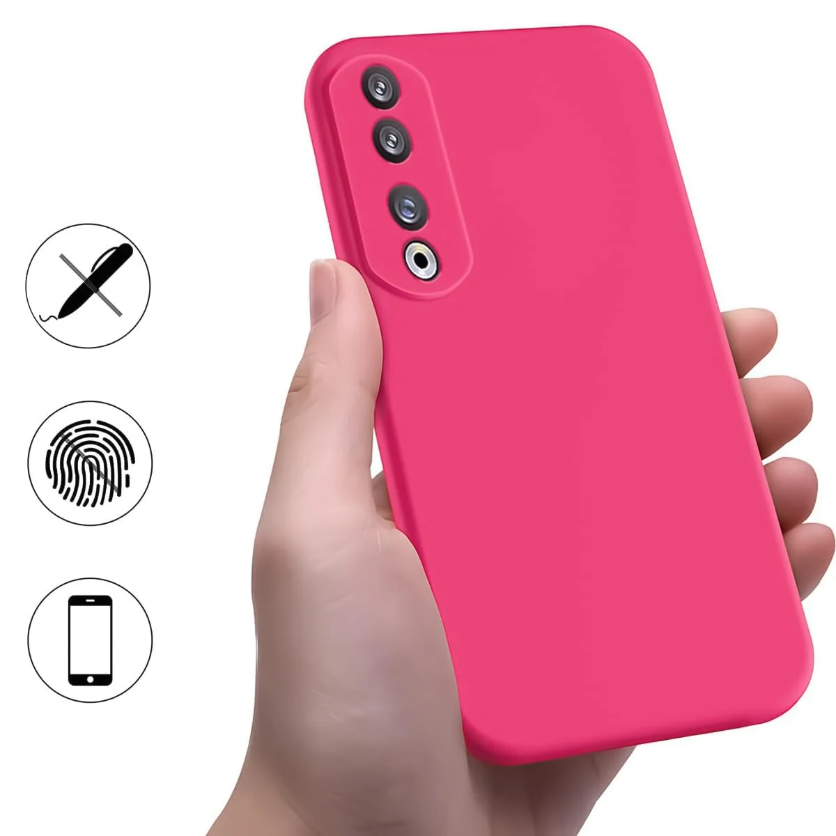 DL3 Mobilak Silicone Protective Case for Honor 90, Shock-absorbing protection, Scratch-resistant surface, Soft microfiber lining - Hot Pink