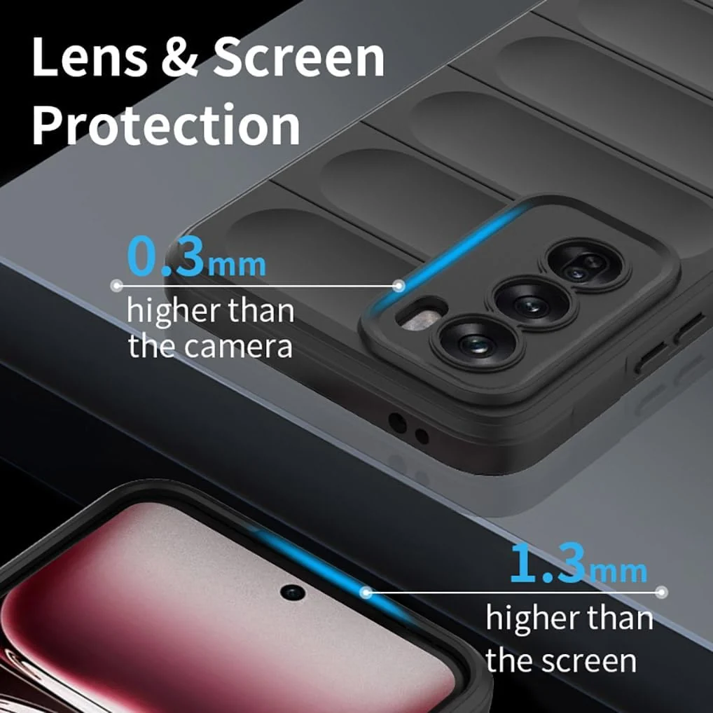 DL3 Mobilak Rugged Protective Case for OPPO Reno 12 5G, Camera protection, Shock-absorbing protection, Non-slip grip - Black