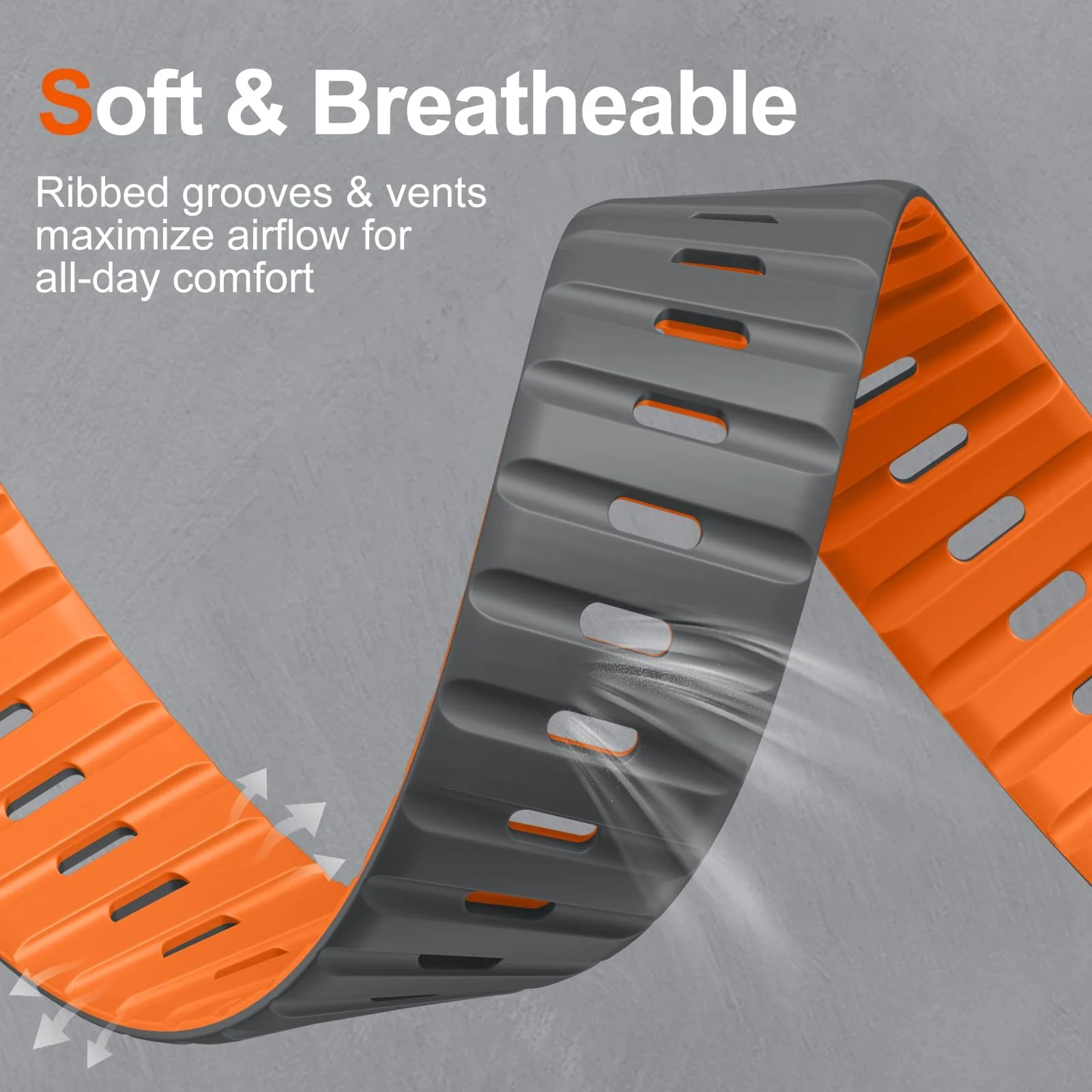 DL3 MOBILAK Adjustable Silicone Sports Watch Strap for 49MM - Gray/Orange