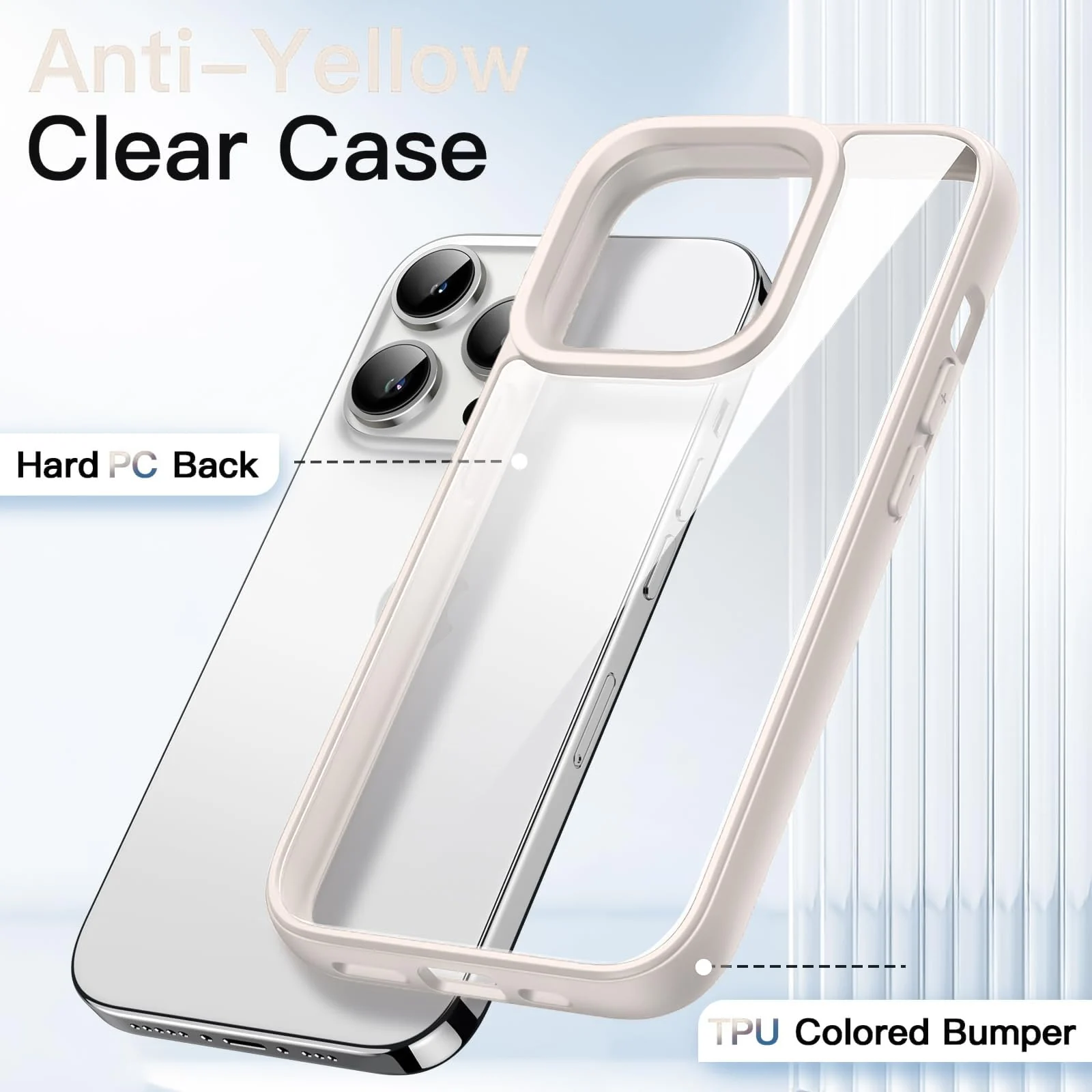 DL3 Mobilak Clear TPU Case for iPhone 11 Pro Max (6.5 Inch), Shock-absorbing protection, Non-slip grip, Raised edges around the screen and camera - Pink Sand