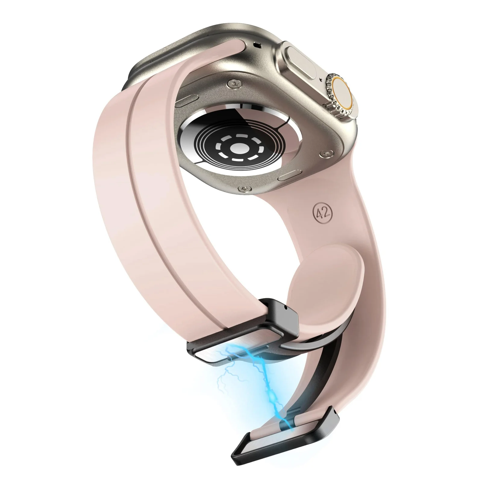 DL3 Mobilak Magnetic Bands for Apple Watch Ultra/Ultra 2 Band 49mm 45mm 44mm 42mm 41mm 40mm 38mm, Soft Sport Silicone Strap for iwatch Series 9/8/7/6/5/4 (Pink, 42mm/44mm/45mm/49mm), unisex-adult - Black