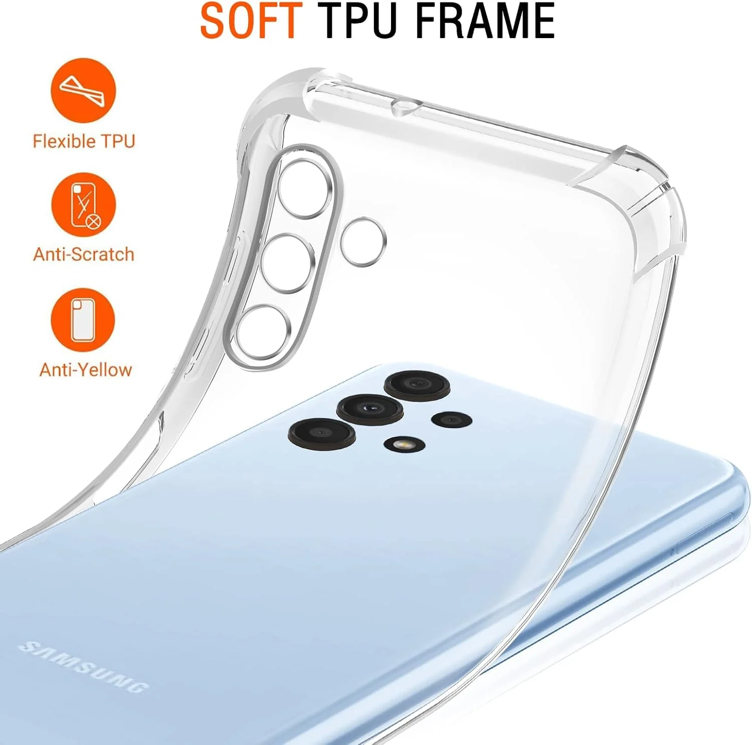 DL3 MOBILAK Clear Soft TPU Phone Case for Samsung Galaxy A13 5G and A04s - Clear