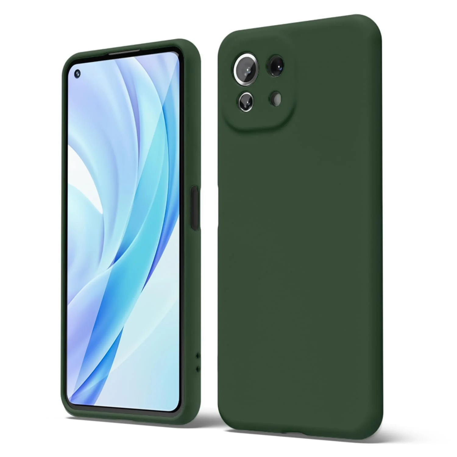 DL3 Mobilak Liquid Silicone Protective Case with Soft Microfiber Lining with Full Camera Protection for Xiaomi Mi 11 Lite 4G / 5G & Mi11 Lite 5G NE - Green