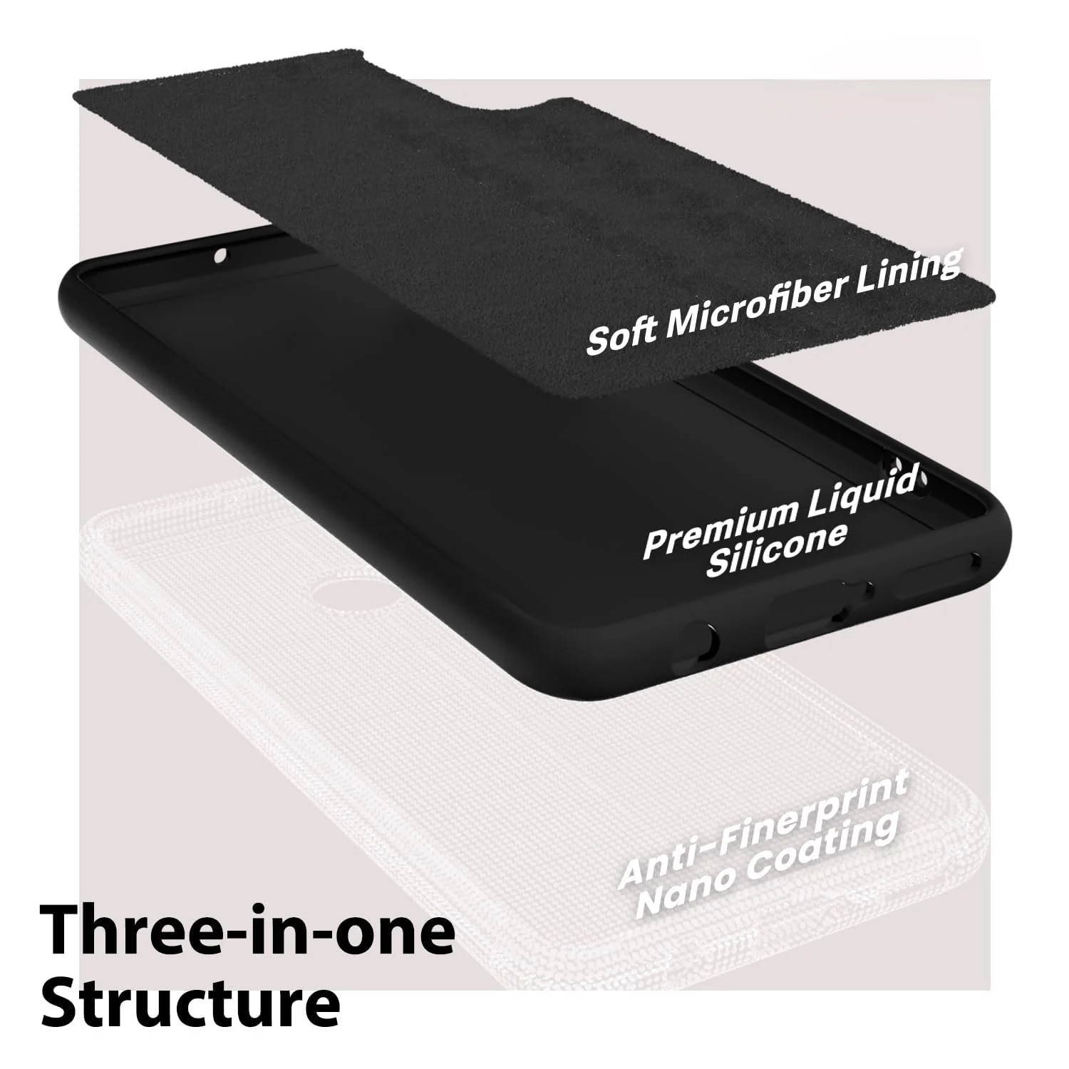DL3 Mobilak Liquid Silicone Protective Case with Soft Microfiber Lining with Full Camera Protection for Xiaomi Mi 9 - Black