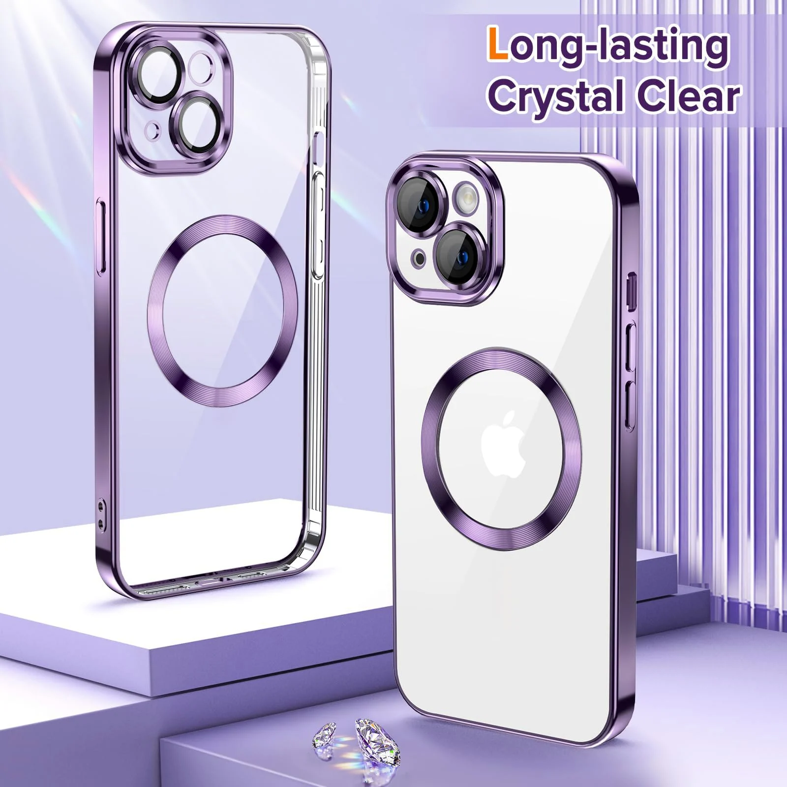 DL3 Mobilak Plated-Edge Protective Case for iPhone 13 6.1-Inch with Built-in, Supports wireless charging, Camera protection, Scratch-resistant surface - Deep Purple