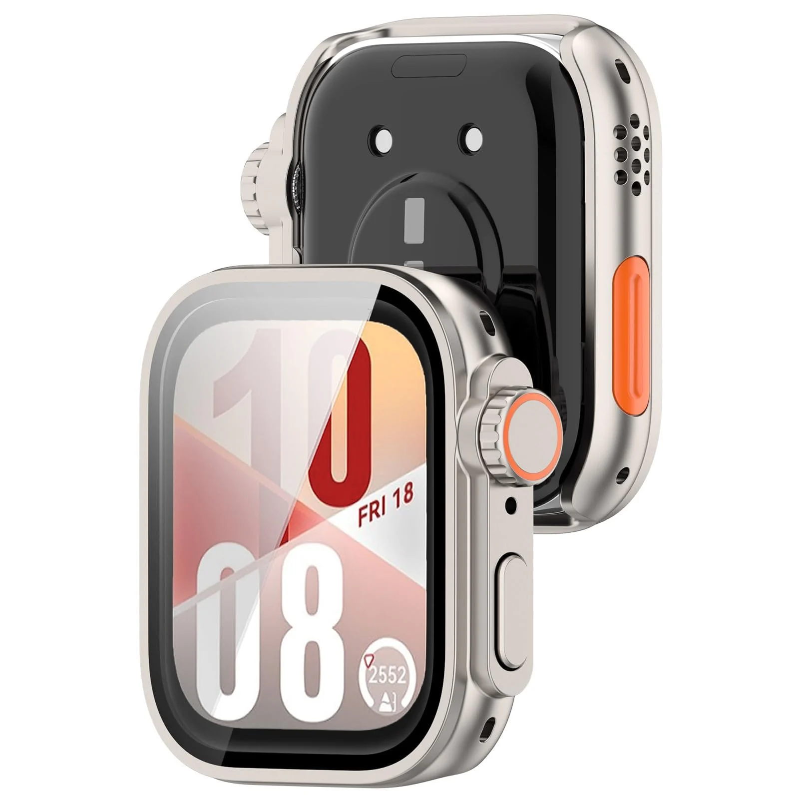 DL3 Mobilak for Huawei Watch Fit 4 2025 Case Screen Protector, [Looks Like iWatch Ultra Case] Built-in Tempered Glass Screen Unique Design Case Cover for Huawei Watch Fit4 - Starlight
