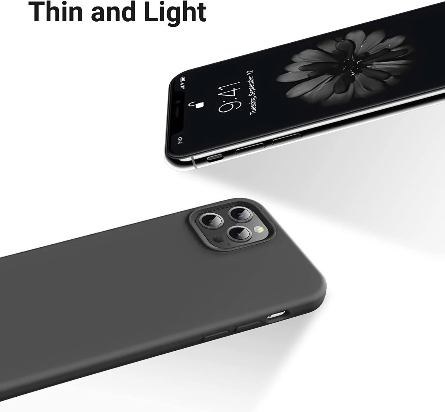 DL3 Mobilak Liquid Silicone Case for iPhone 14 Pro (6.1 Inch), Shock-absorbing protection, Scratch-resistant surface, Soft microfiber lining - Dark Gray