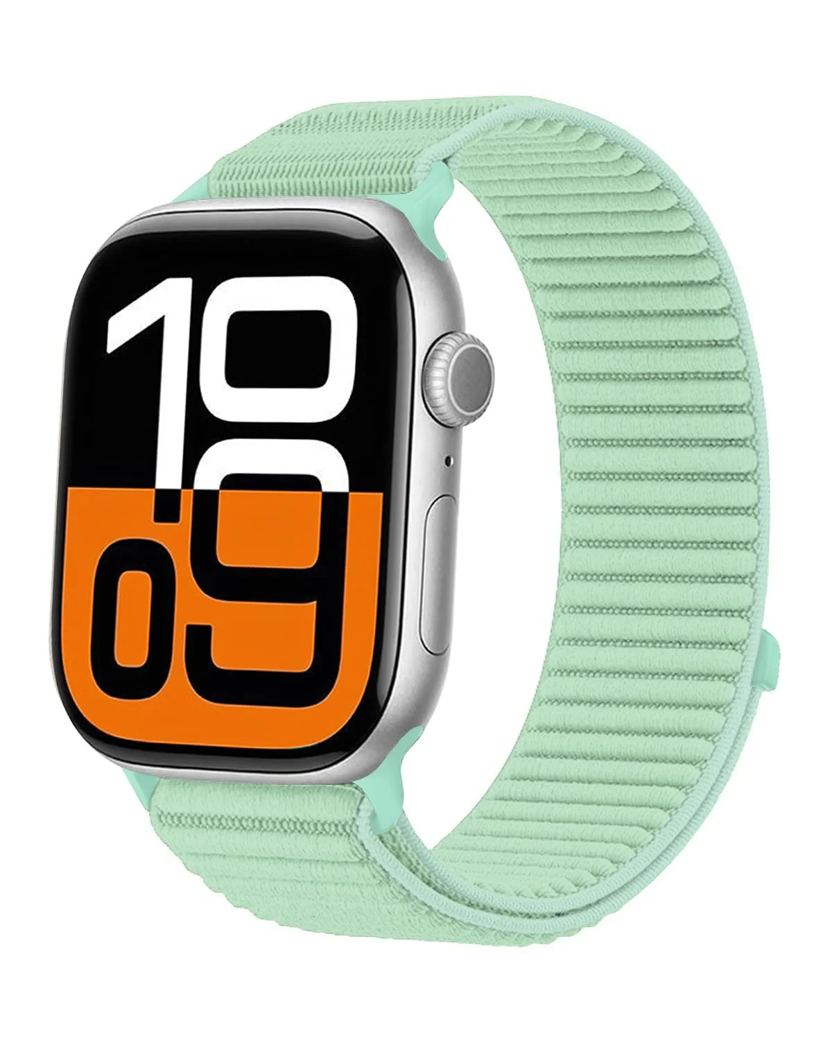 DL3 MOBILAK Elastic Nylon Watch Strap for Apple Watch 42 / 44 / 45 / 46 / 49 mm, Light Green
