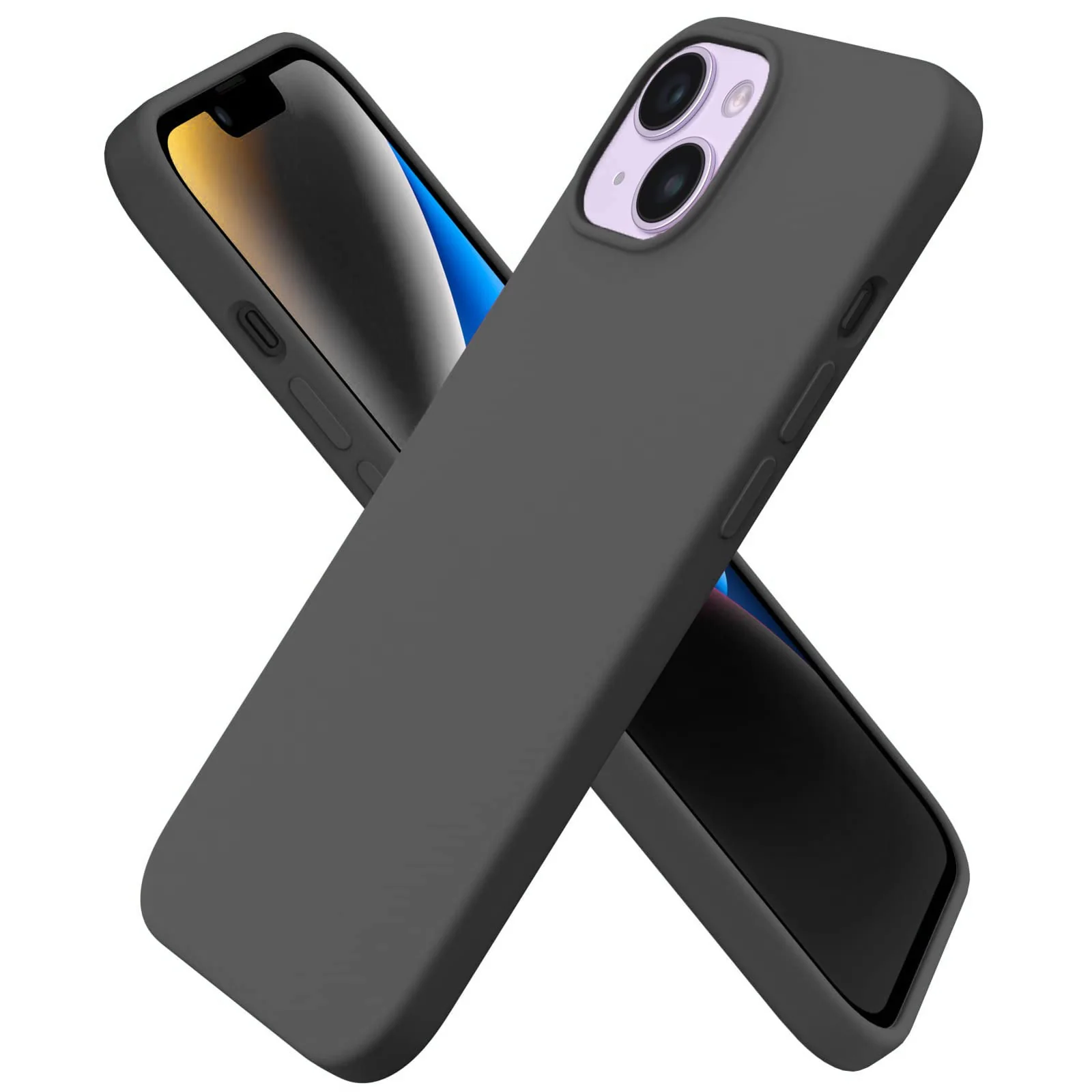 DL3 Mobilak Liquid Silicone Case for iPhone 13 / iPhone 14 (6.1 Inch), Shock-absorbing protection, Scratch-resistant surface, Soft microfiber lining - Deep Grey
