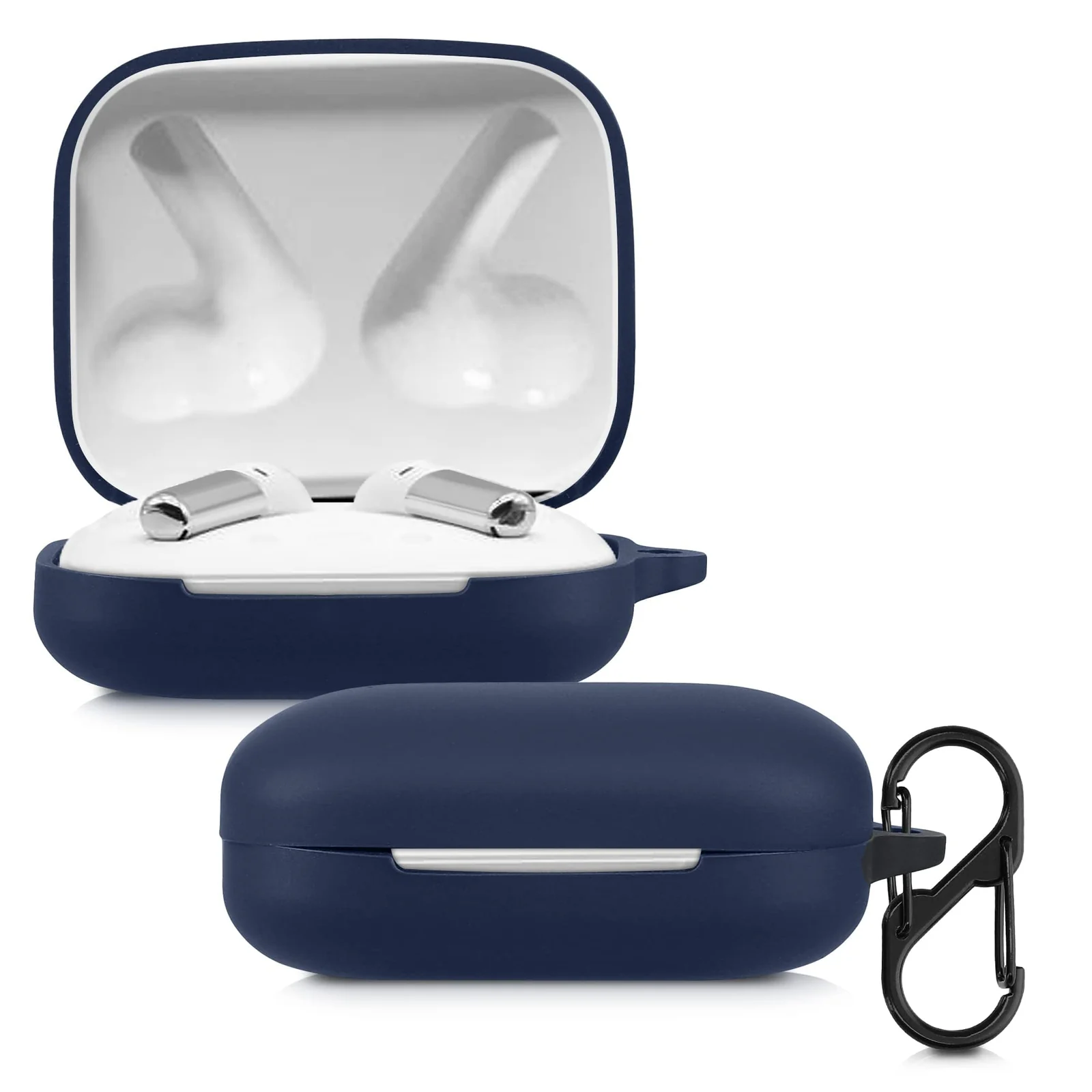 DL3 Mobilak Silicone Case Compatible with OnePlus Buds Pro Earbuds, Soft Silicone Protective Case Cover, Shockproof Sleeve with Carabiner - Blue