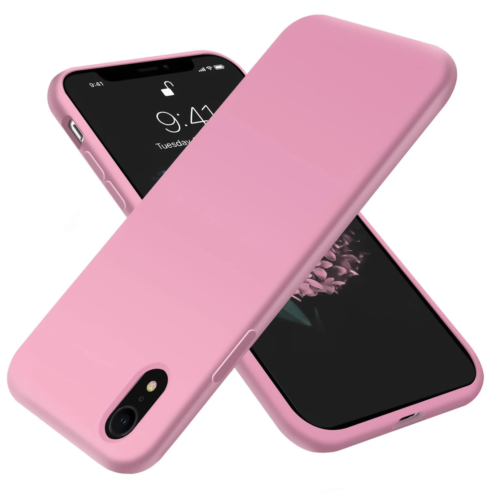 DL3 Mobilak Liquid Silicone Protective Case for iPhone XR with Camera Protection and Microfiber Lining - Pink 2