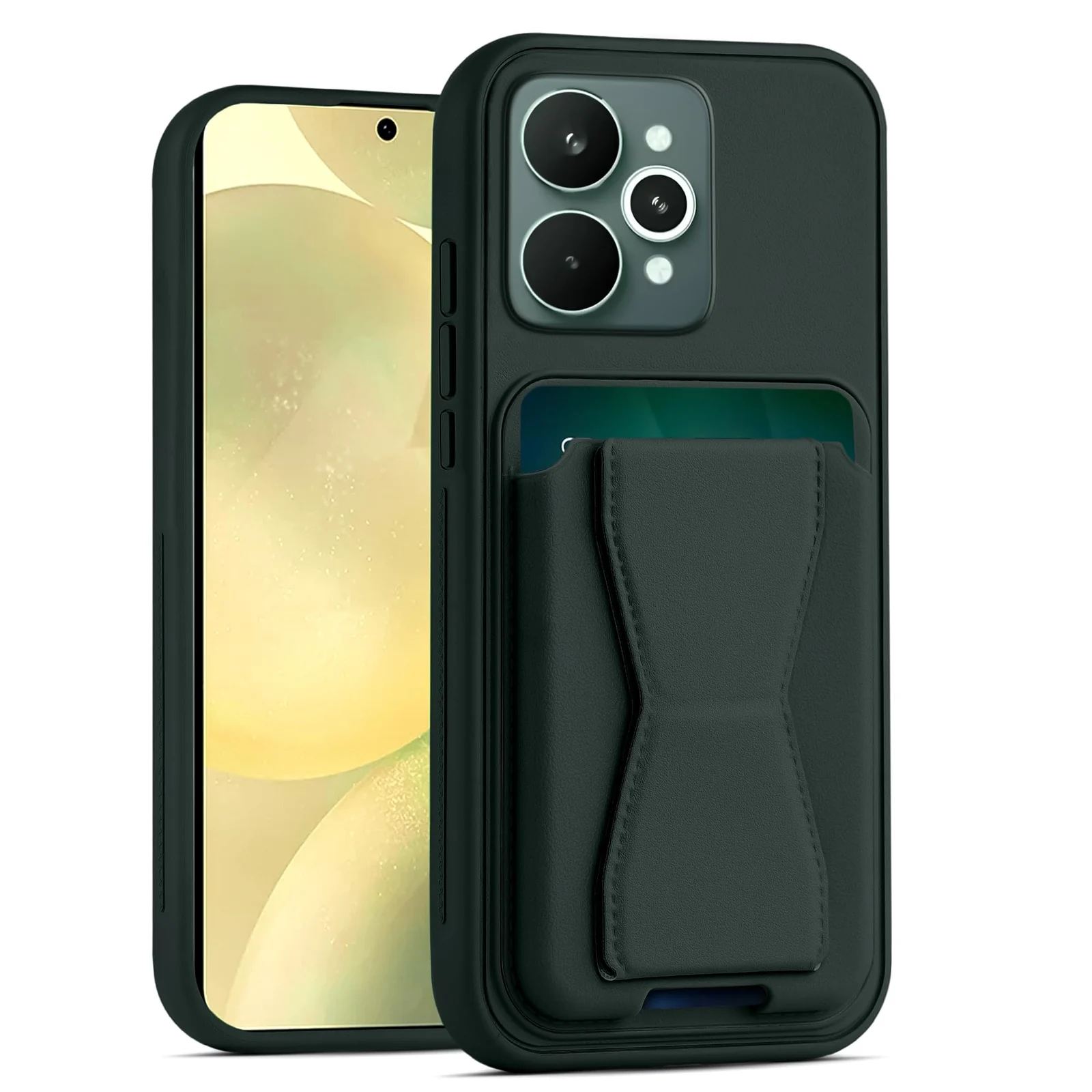 DL3 Mobilak Leather Wallet Case with Card Slot for realme 15 5G / realme 15 Pro 5G with Camera Protection and Shockproof Design - Dark Green