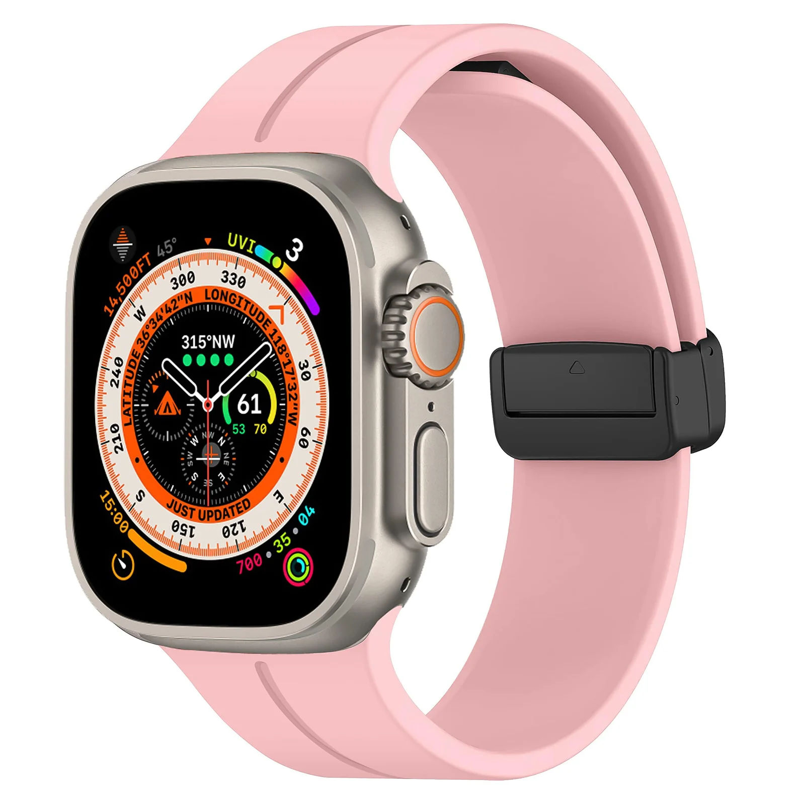 DL3 Mobilak Magnetic Strap for Apple Watch Band 49mm 45mm 44mm 41mm 40mm 38mm 42mm, Sport Silicone Replacement Wristband Strap for iwatch Series 9 8/7/6/5/4/3/2/SE (42mm/44mm/45mm/49mm) - Pink