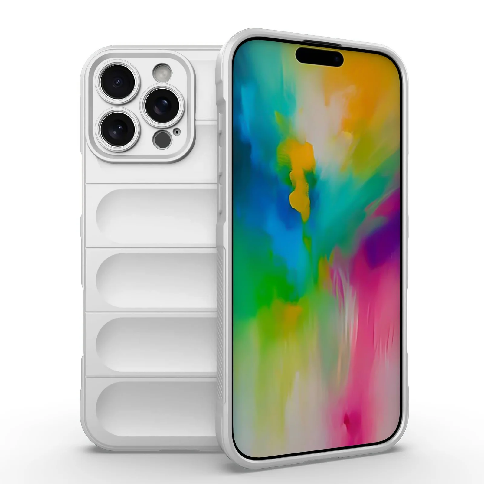 DL3 Mobilak Rugged Protective Case for iPhone 16 Pro 6.3-Inch, Camera protection, Shock-absorbing protection, Non-slip grip - White