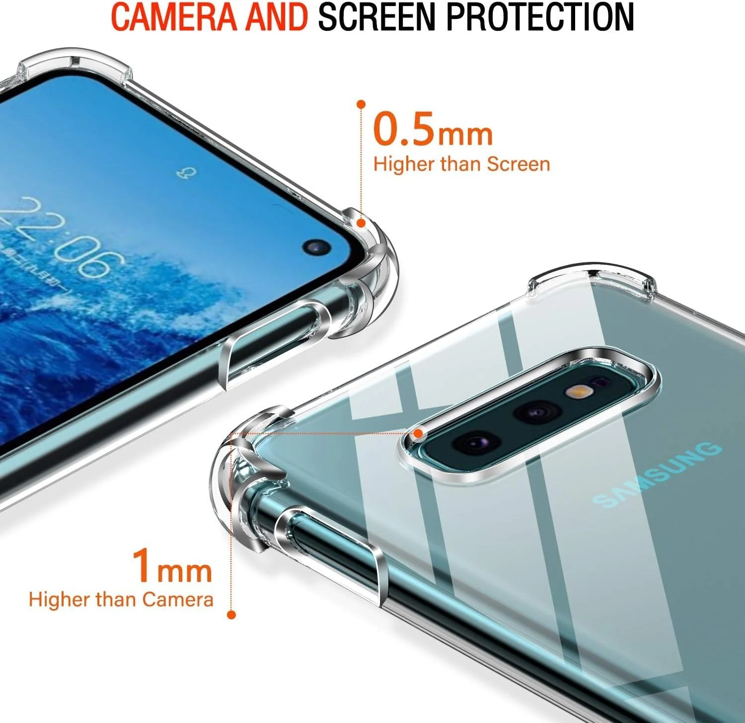 DL3 Mobilak Case Compatible with Samsung Galaxy S10e, Cover Silicone TPU Gorilla Anti-shock Protector Camera Shockproof Corners - Clear
