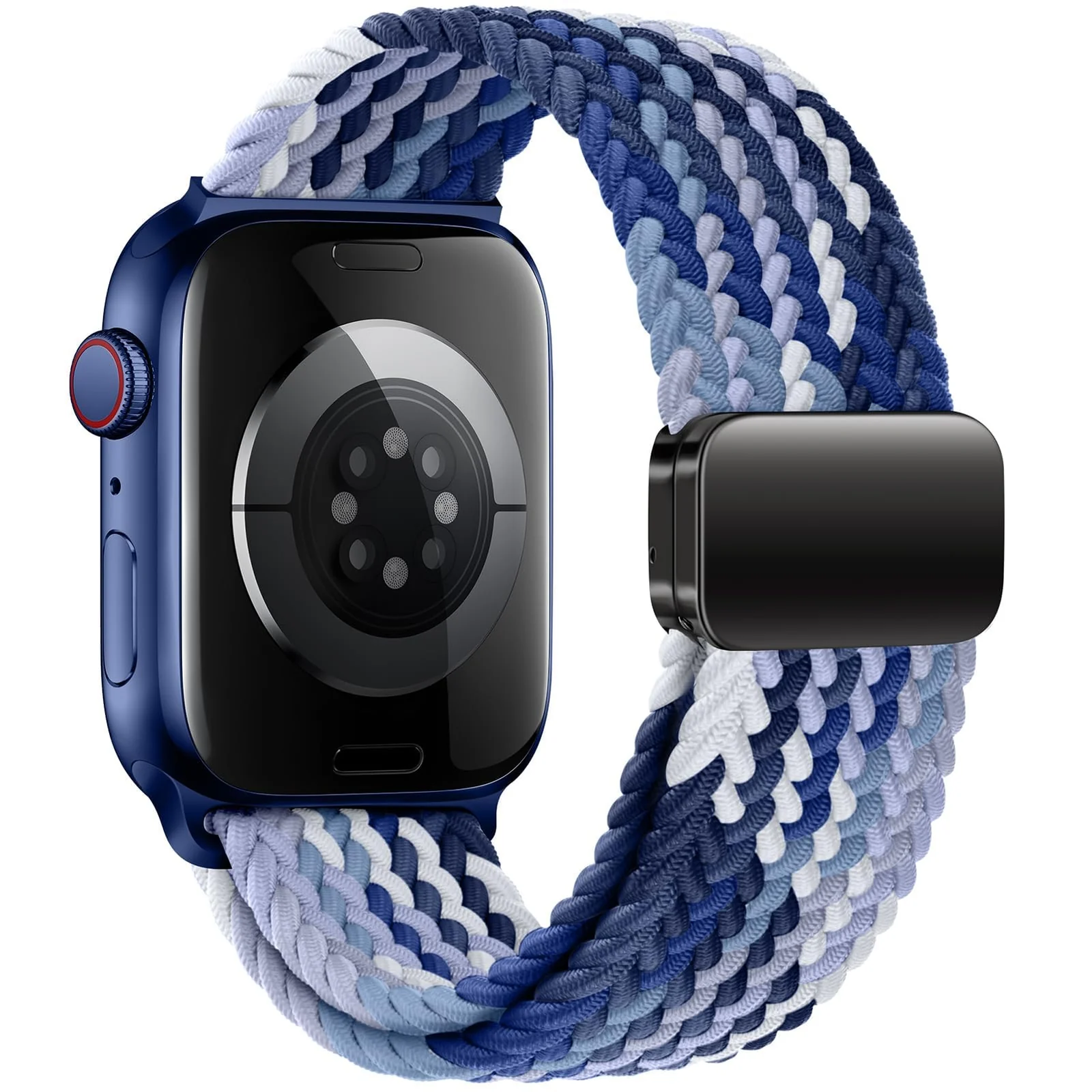 DL3 Mobilak Sport Solo Loop Compatible with Apple Watch Band 42mm 44mm 45mm 46mm 49mm for Women Men, Magnetic Strap Stretchy Braided Wristband for iWatch Series 11 10 9 8 7 6 5 4 3 Ultra 3 2 1 SE SE2 - Gradient Blue