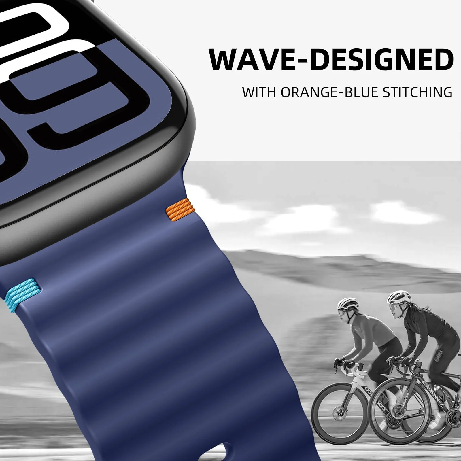 DL3 Mobilak Silicone Wave Stitching Wristband for Huawei Watch Fit 3/Watch Fit 4 Pro/Fit 4 Strap, Watchbands Breathable Sport Bands Armband Quick Release Strap Adjustable Bracelet - Blue