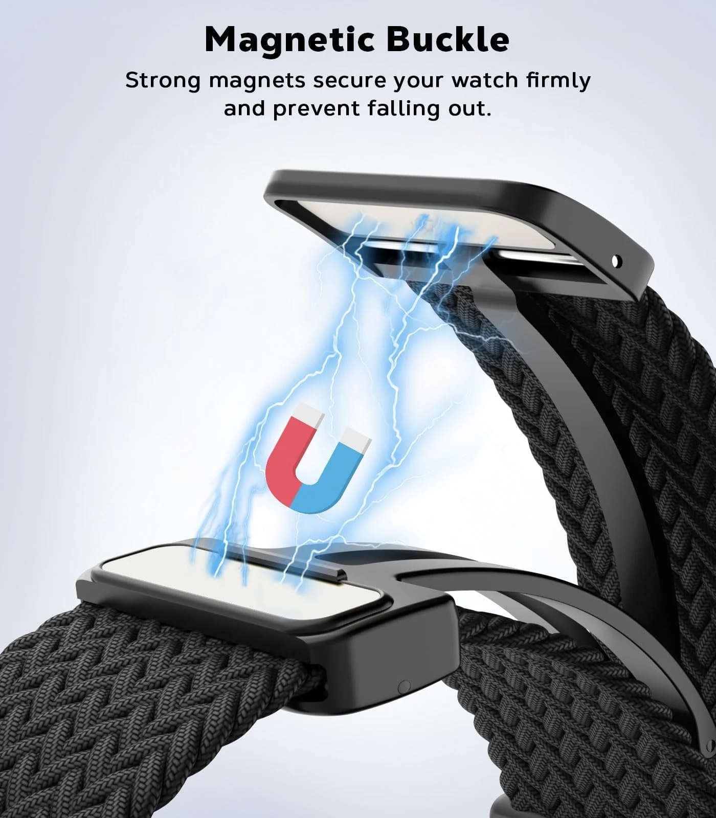 DL3 Mobilak Braided Strap for Huawei Watch Fit 4 / Fit 4 Pro/Fit 3 Bracelet, Quick Release Adjustable Nylon Sport Elastic Loop Band, Anti-Slip Magnetic Buckle Stretchy Nylon Strap - Black
