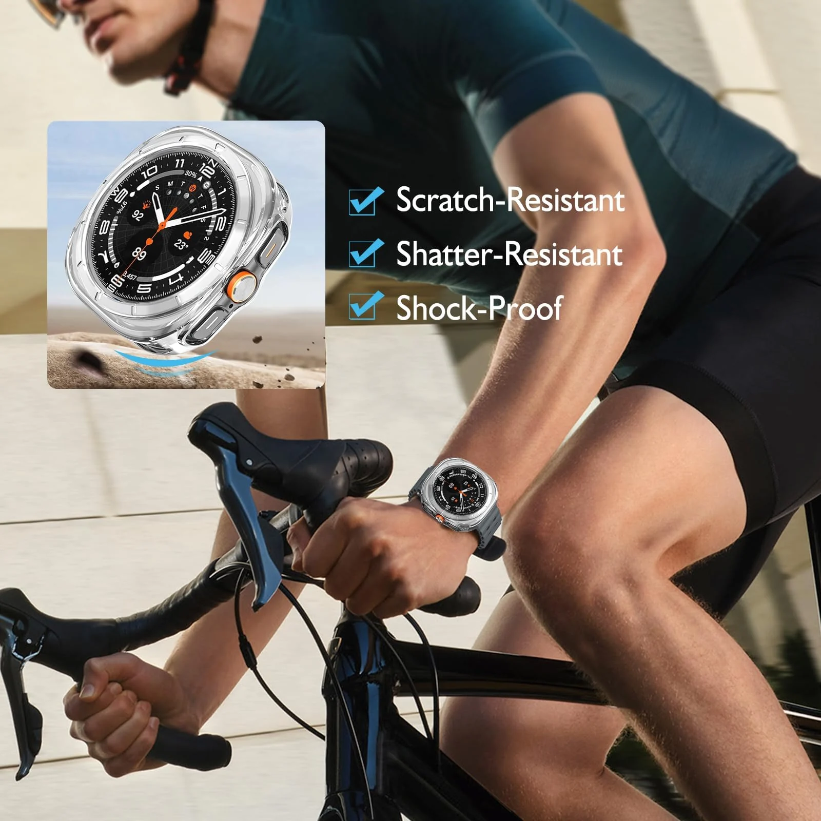 DL3 Mobilak Case Compatible with Samsung Galaxy Watch Ultra 2025/Galaxy Watch 7 Ultra 2024 47mm, Premium Soft TPU Slim Plated Protective Bumper Shell Cover Without Screen Protector - Clear