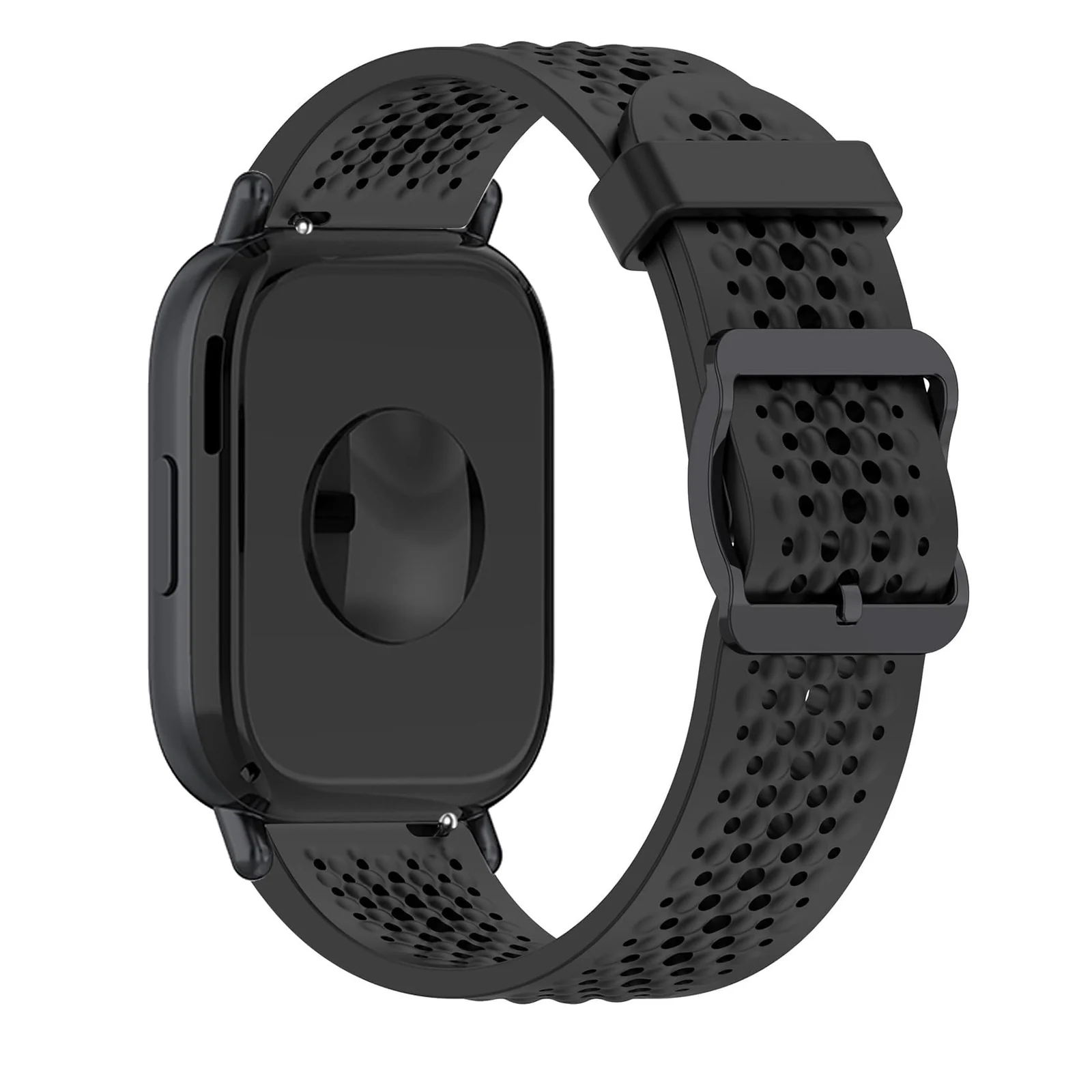 DL3 Mobilak 22 mm Silicone Breathable Sport Bracelet For Xiaomi Redmi Watch 5 Active/Redmi Watch 5 Lite Strap, 22mm Adjustable Armband Watchbands Quick Wristband Watch Strap Bands - Black