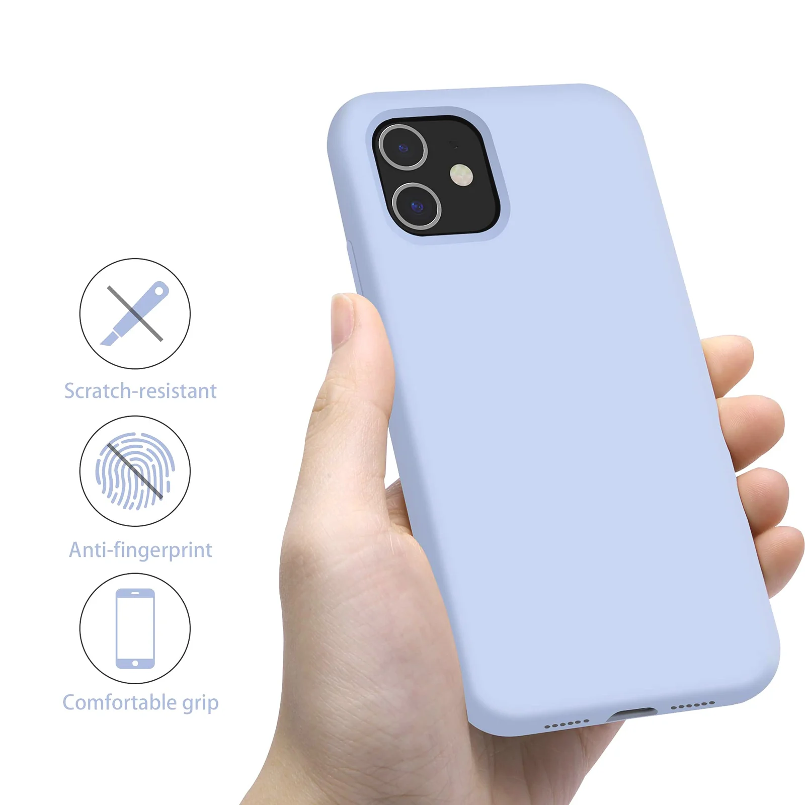 DL3 Mobilak Compatible with iPhone 11 (6.1 Inch) Case, Liquid Silicone Case, Full Body Protective Cover, Shockproof, Slim Phone Case, Anti-Scratch Soft Microfiber Lining - Baby Blue