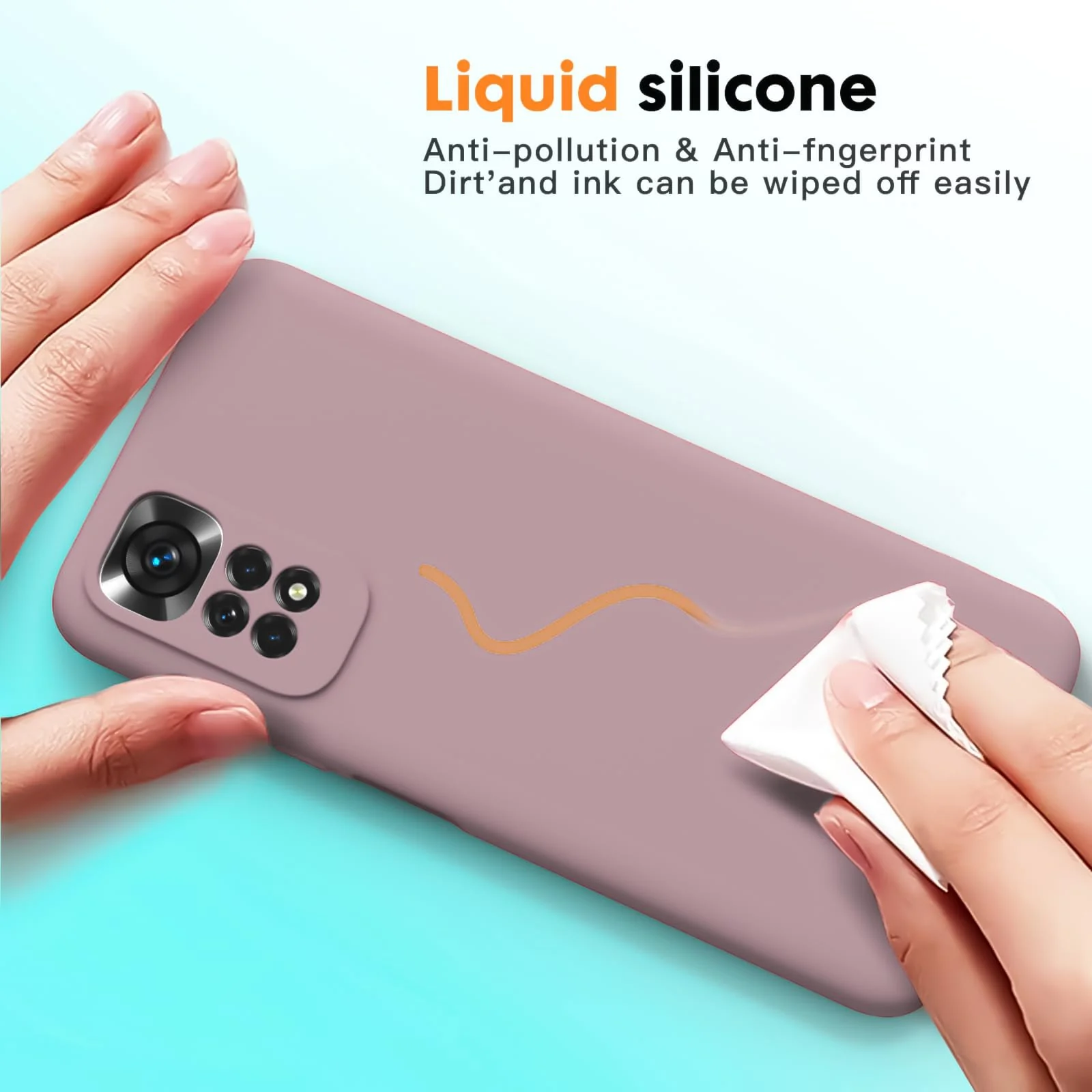 DL3 Mobilak Liquid Silicone Protective Case with Soft Microfiber Lining with Full Camera Protection for Xiaomi Redmi Note 12 Pro 4G / Redmi Note 11 Pro 4G&5G - Cashmere