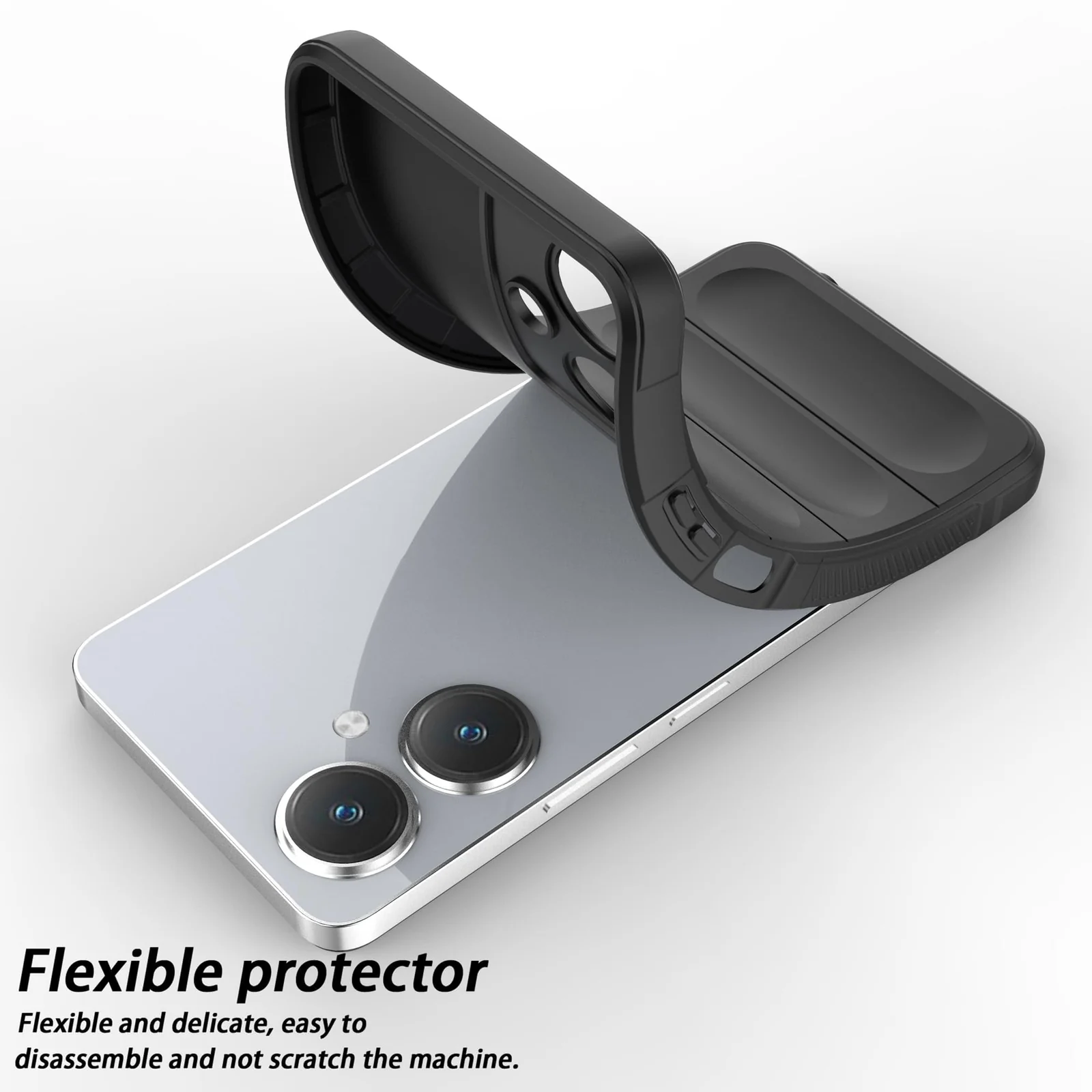 DL3 Mobilak Soft Silicone Protective Case for vivo Y27 4G / vivo Y35+ Plus with Camera Protection and Shockproof Design - Black
