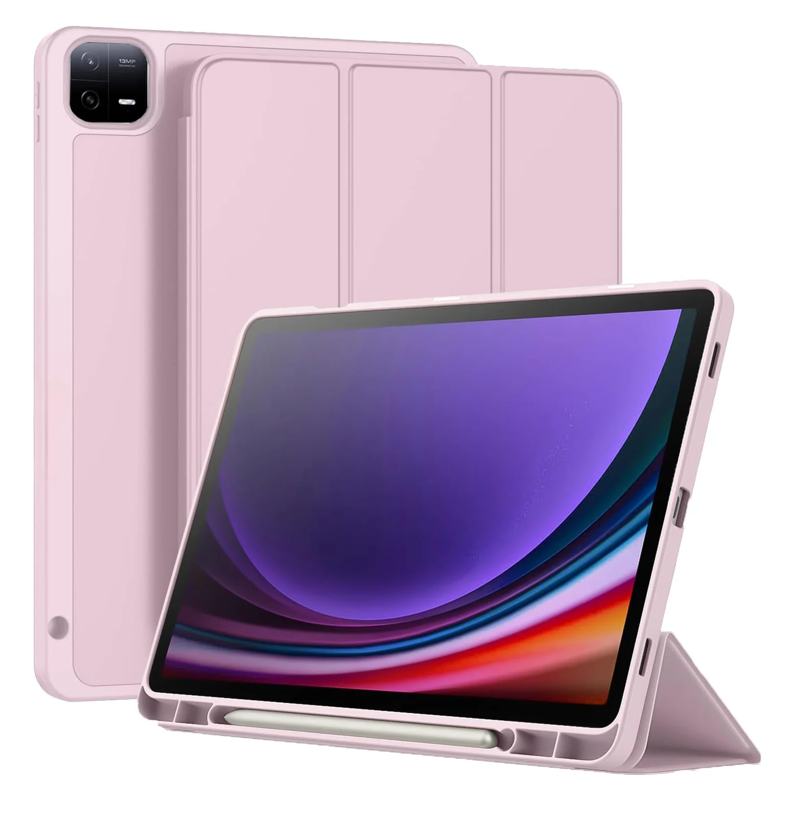 DL3 Mobilak Xiaomi Pad 6/Pad 6 Pro Case with Pen Holder 11.0 inch 2023, Soft TPU Back Trifold Stand Protective Smart Cover Flip for Xiaomi Pad 6/Pad 6 Pro, Auto Wake&Sleep - Rose Gold