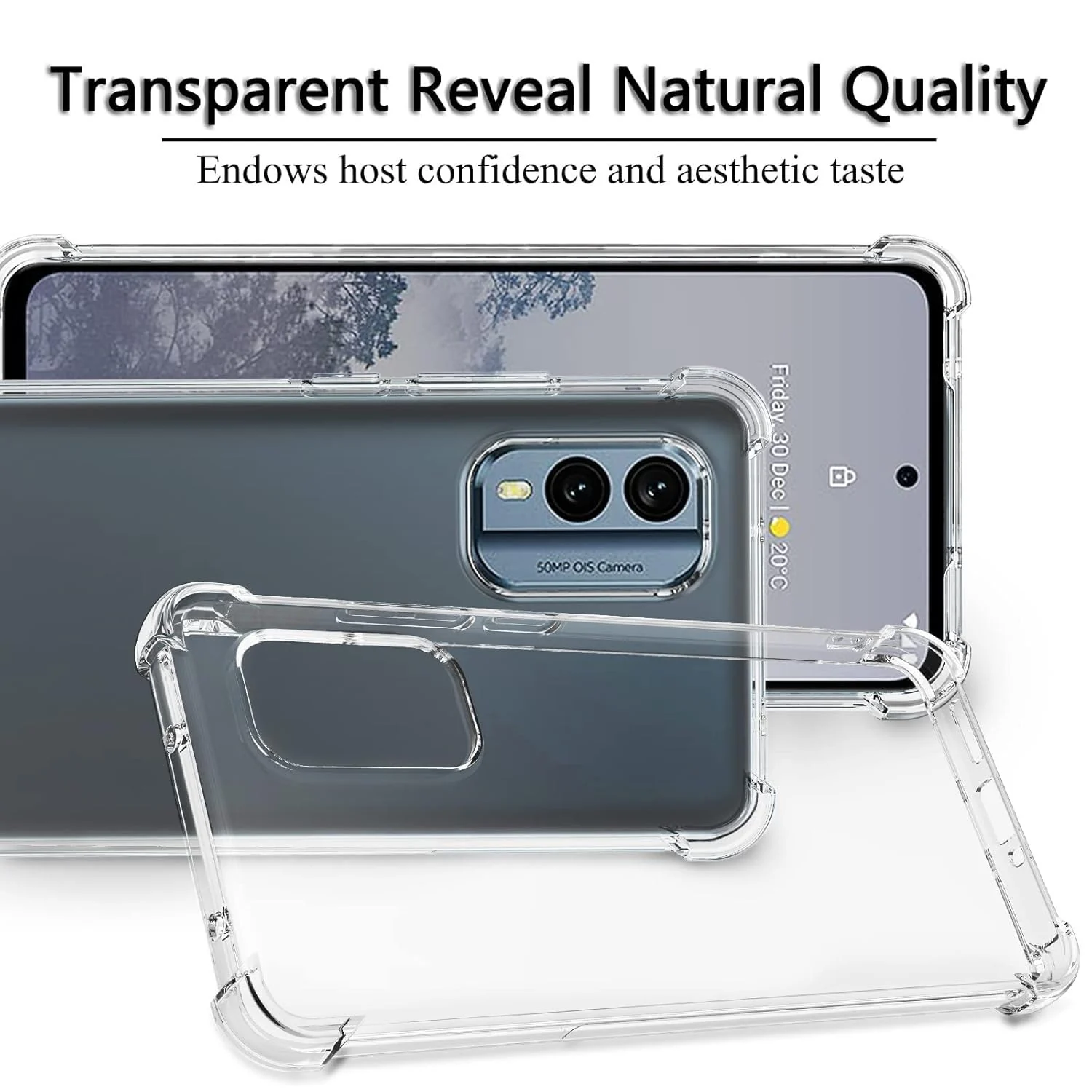DL3 Mobilak Case Compatible with Nokia X30 5G, Cover Silicone TPU Gorilla Anti-shock Protector Camera Shockproof Corners - Clear