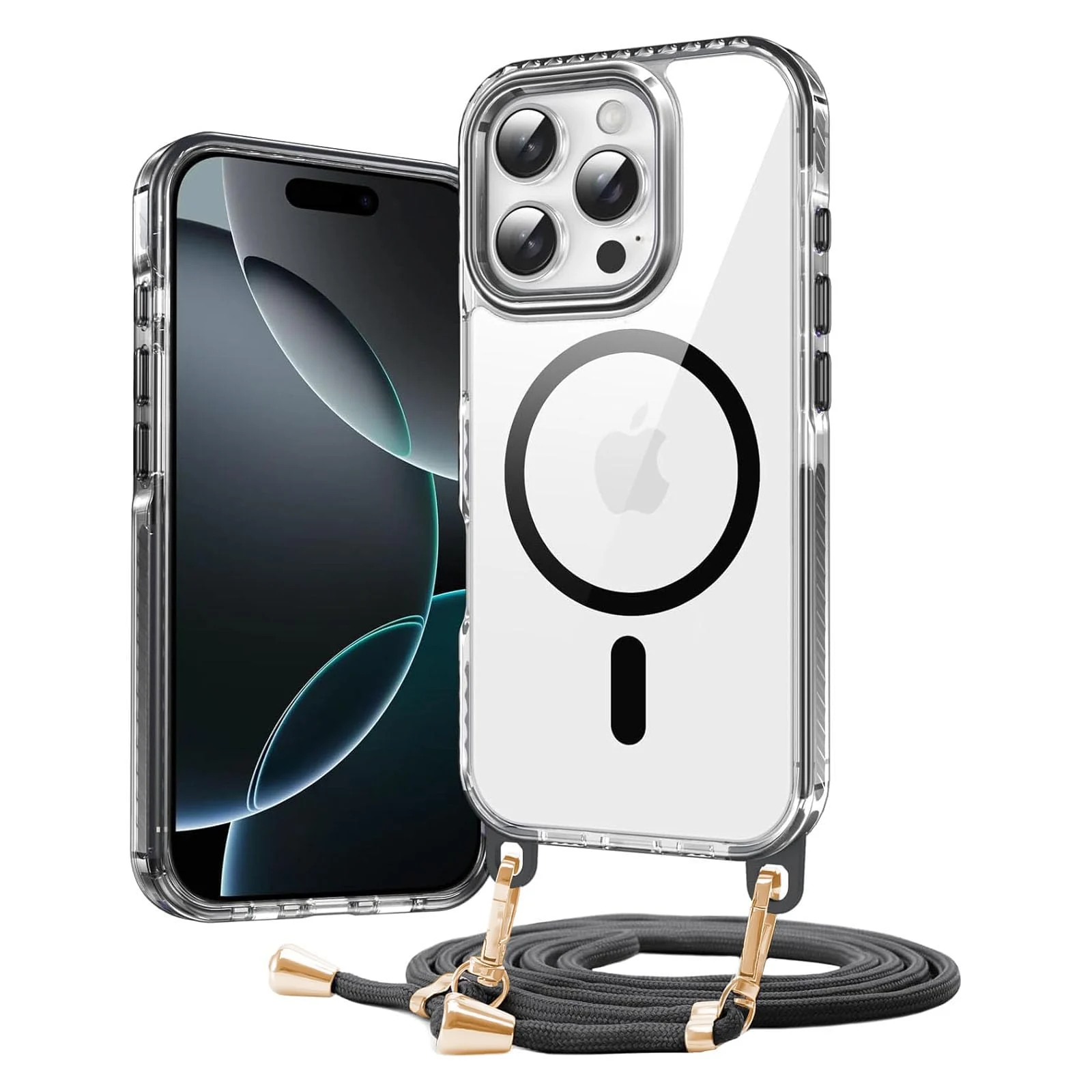 DL3 Mobilak Rugged Protective Case for iPhone 16 Pro Max, Compatible with MagSafe accessories, Supports wireless charging, Shock-absorbing protection - Black
