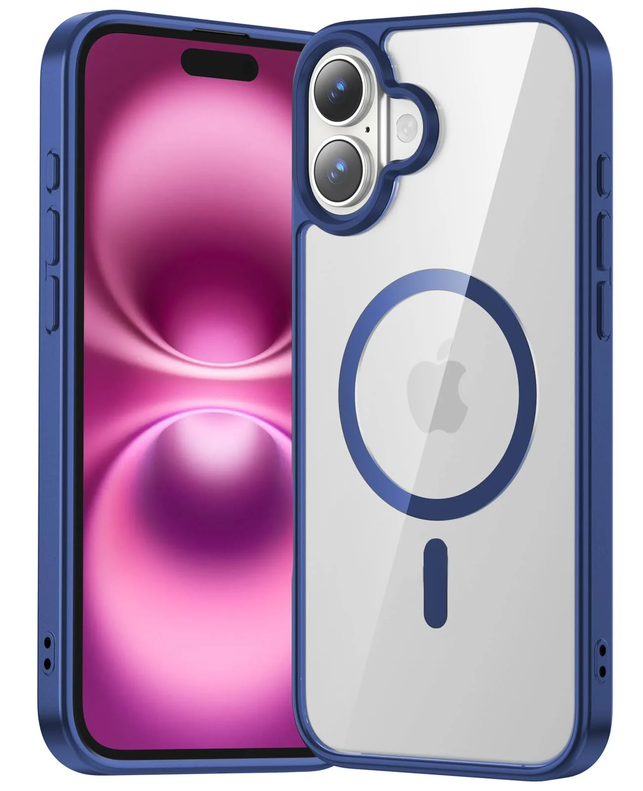 DL3 Mobilak Translucent Matte Case for iPhone 16 + Plus 6.7-Inch Compatible with, Compatible with MagSafe accessories, Shock-absorbing protection, Scratch-resistant surface - Blue