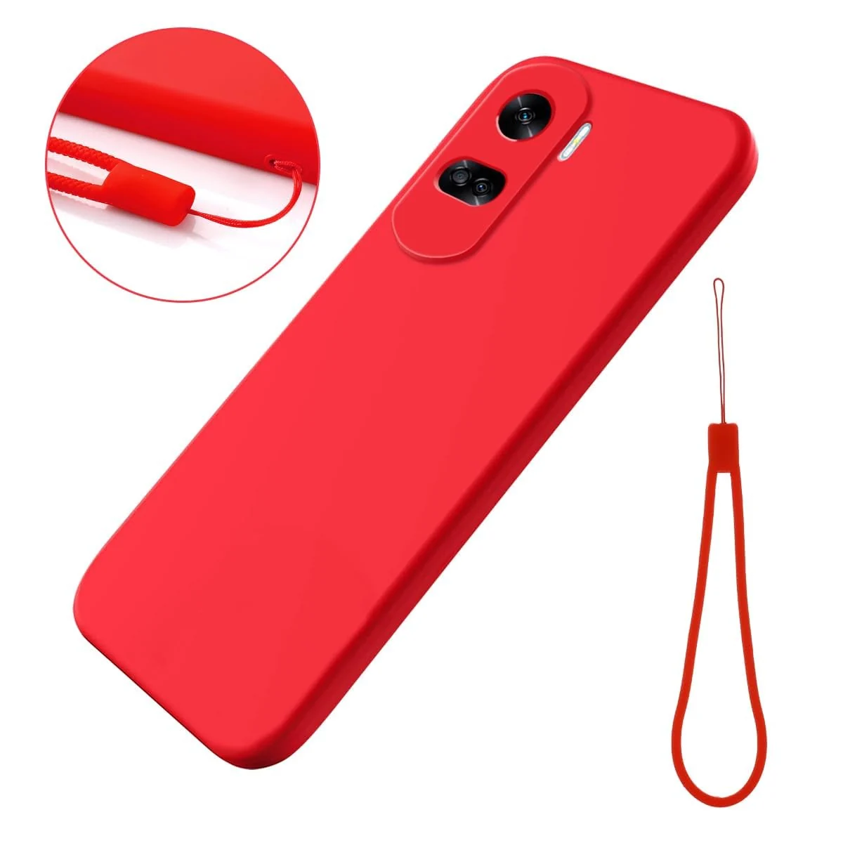 DL3 Mobilak Silicone Protective Case for Honor 90 Lite, Shock-absorbing protection, Scratch-resistant surface, Soft microfiber lining - Red